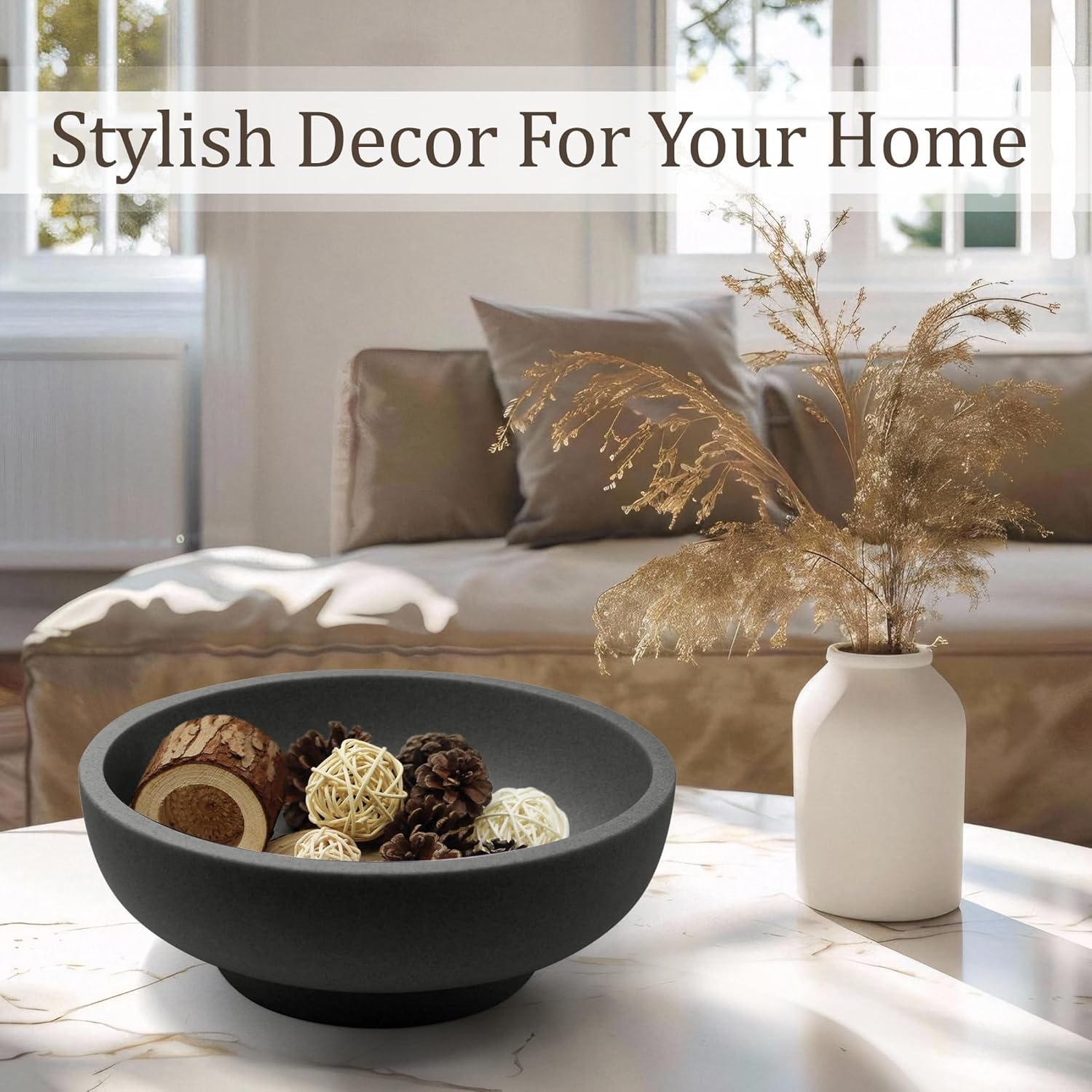 Modern Resin Decorative Bowl Black