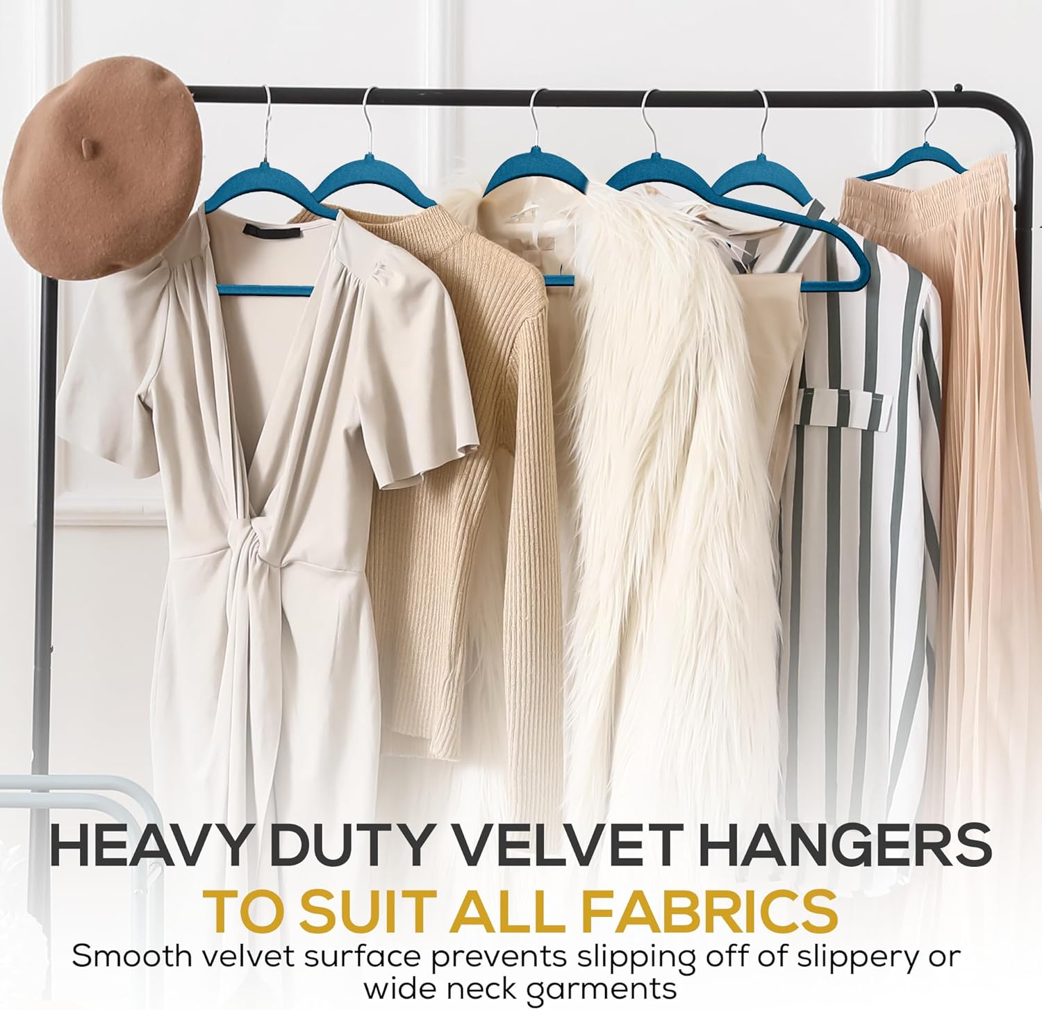 TechZoo Premium Velvet Hangers 50 Pack Blue