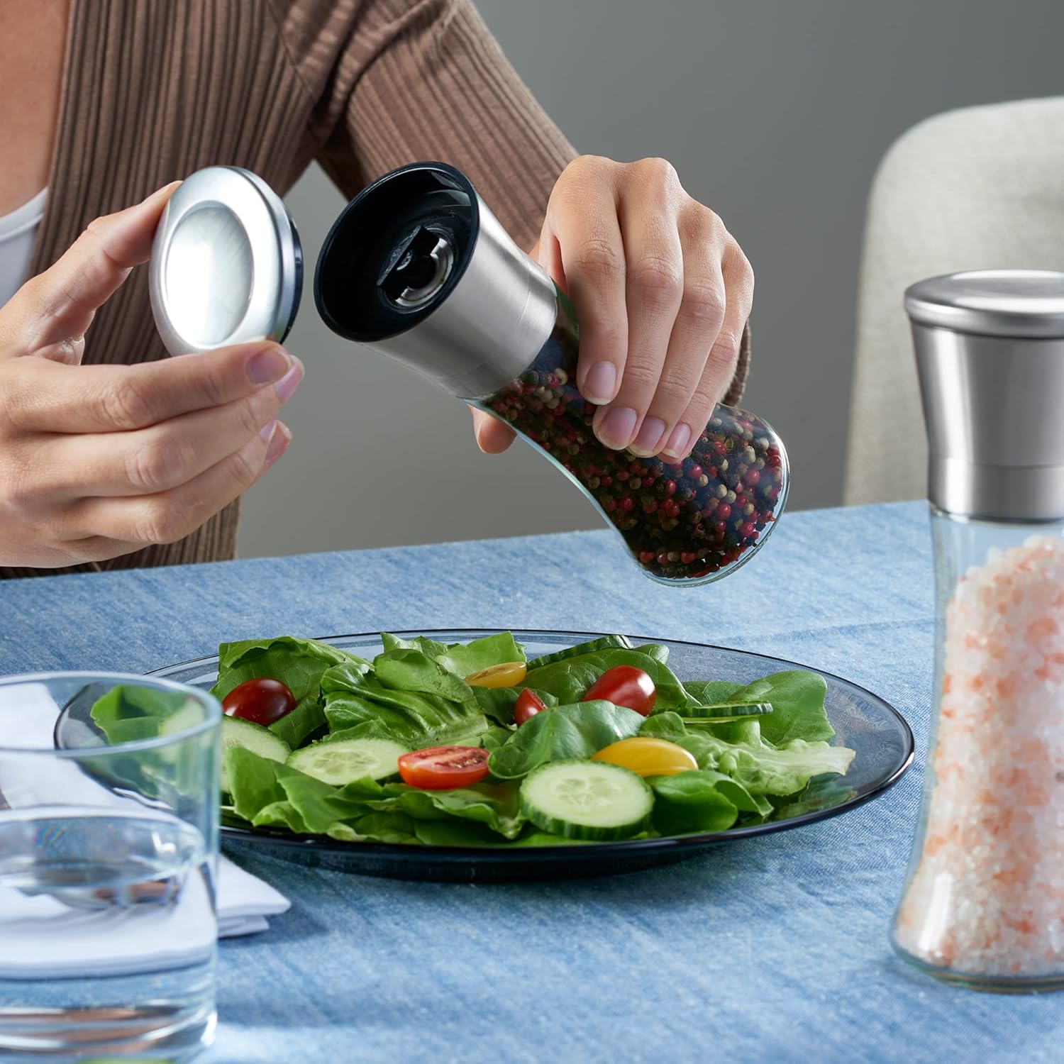 GLING Salt and Pepper Grinder Set - Refillable 75 Inch