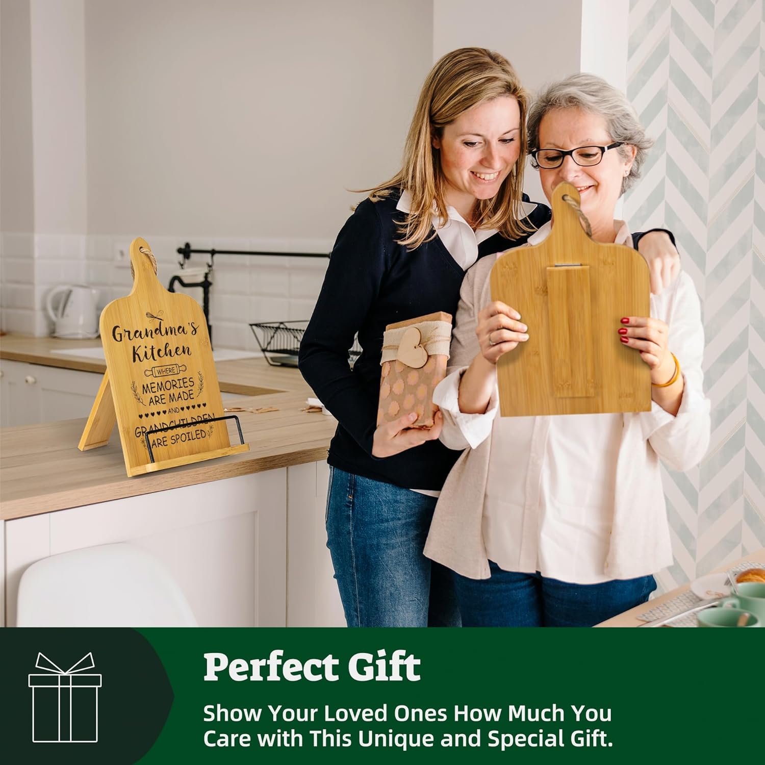 Happy Marriage Bamboo Cutting Board with Stand