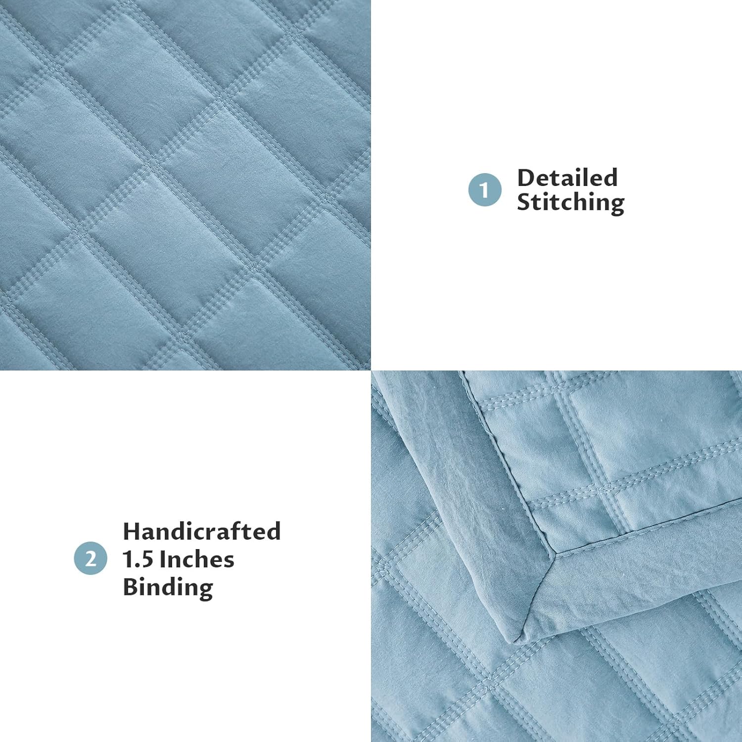 KASENTEX Quilt Set with Shams Ultra Soft Lightweight Stone-Washed Detailed Stitching
