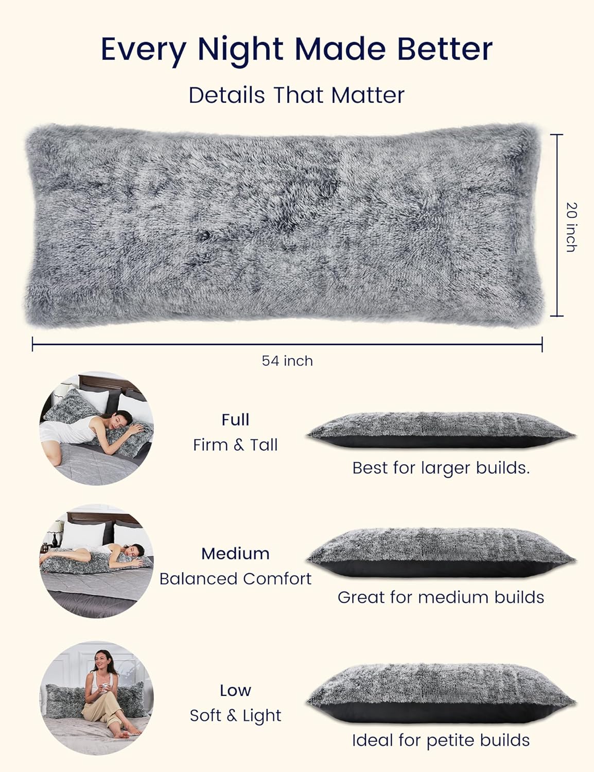 ZonLi Fluffy Body Pillow for Adults and Pregnancy