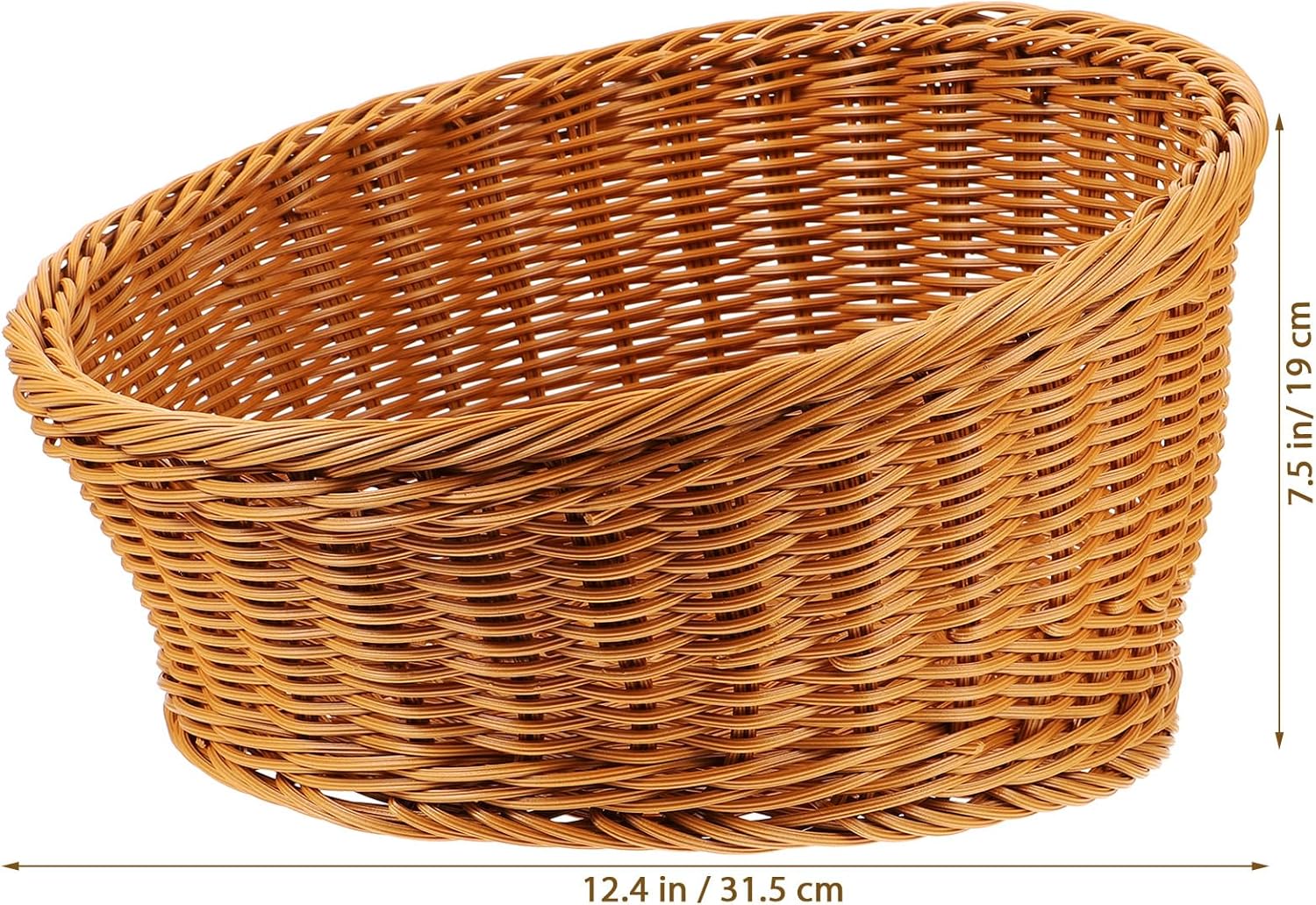 Amosfun Artificial Wicker Bread Basket Round Food Storage Basket 12x12x75 Inch