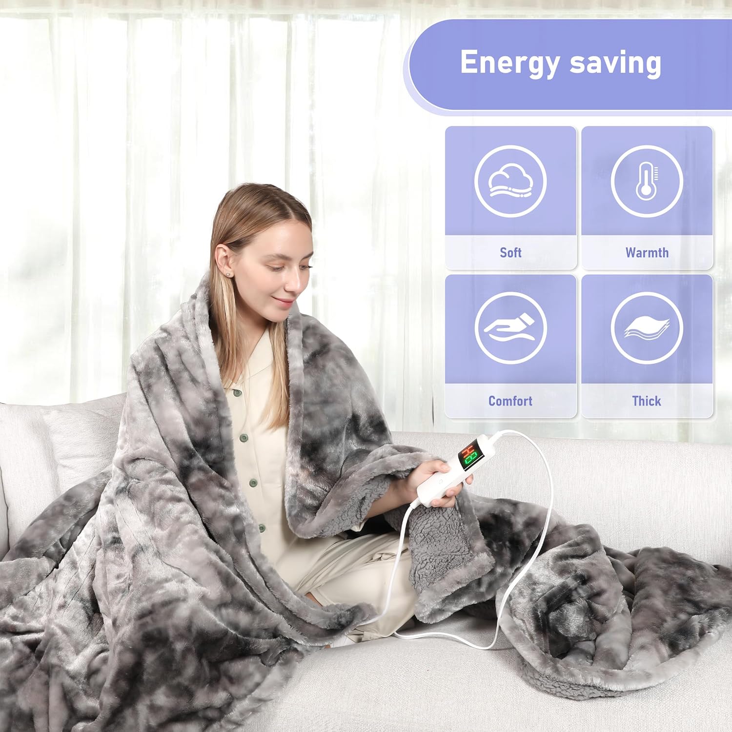 Cushious Electric Heated Blanket Throw 50x60