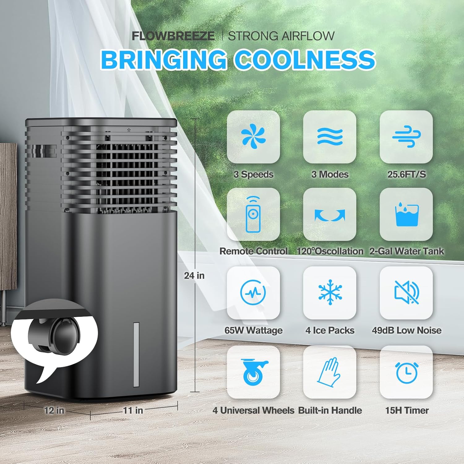 Flowbreeze 3 In 1 Portable AC Unit with Remote
