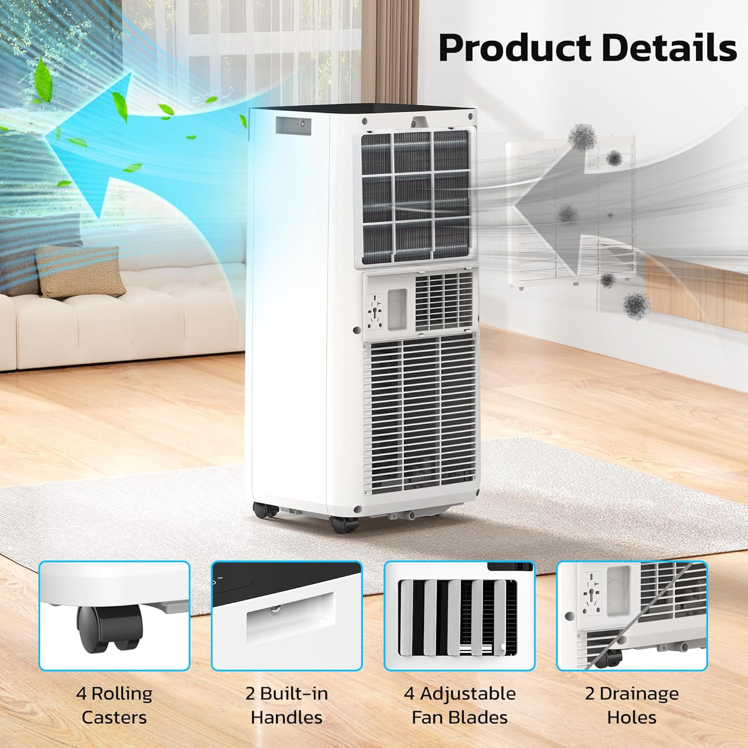 ZAFRO 8000 BTU Portable AC Unit with 4 Modes White