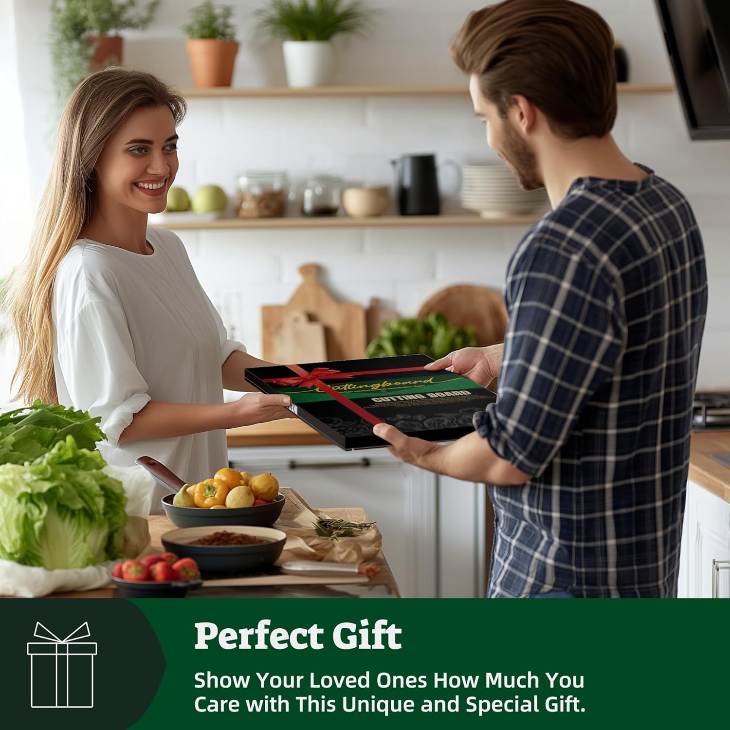 Happy Marriage Cutting Board with Cookbook Stand