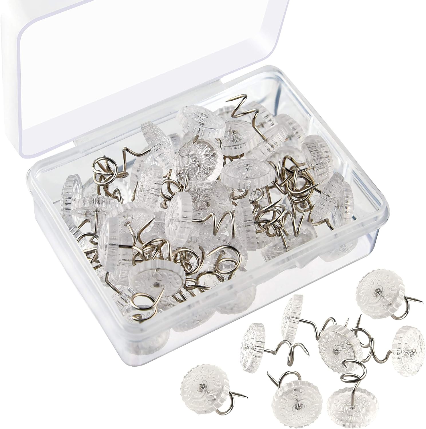 KUUQA Clear Twist Pins for Bed Skirts and Upholstery 50 Pcs