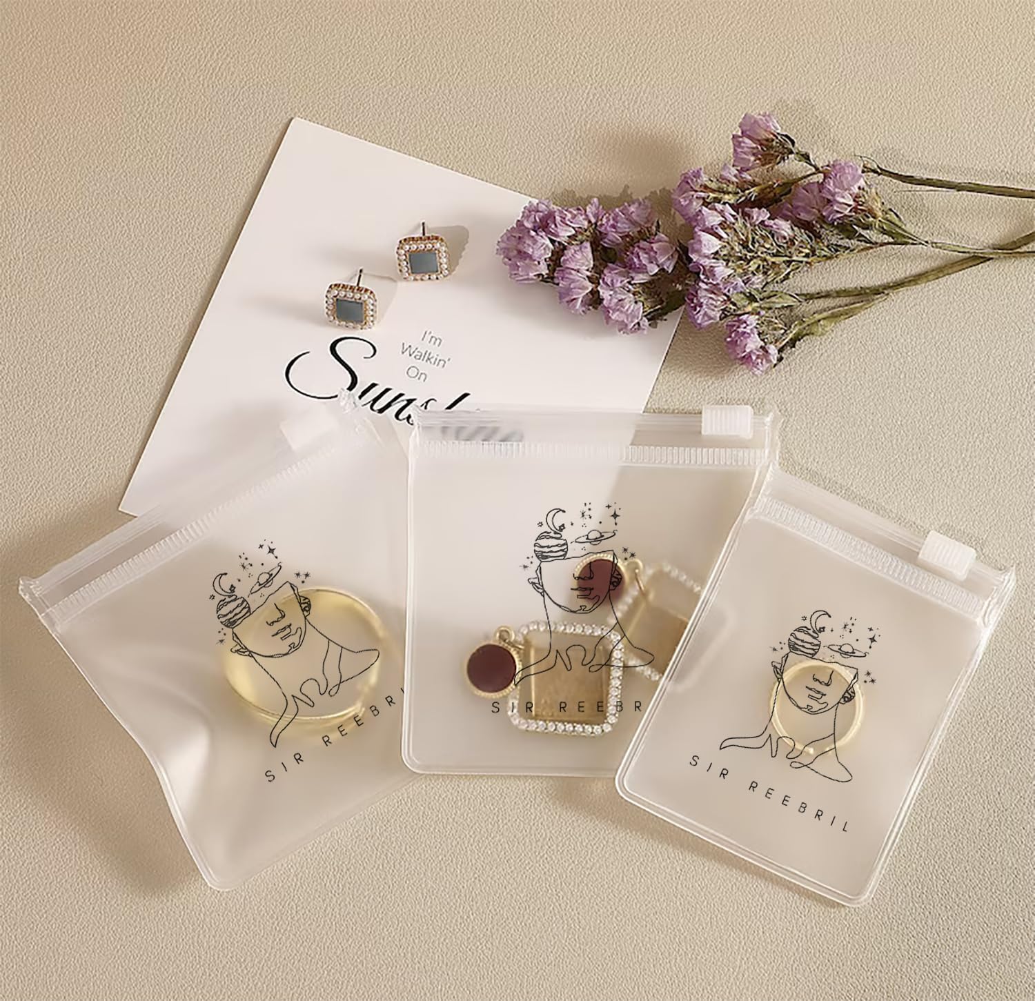 Custom Frosted Jewelry Zipper Bags with Logo