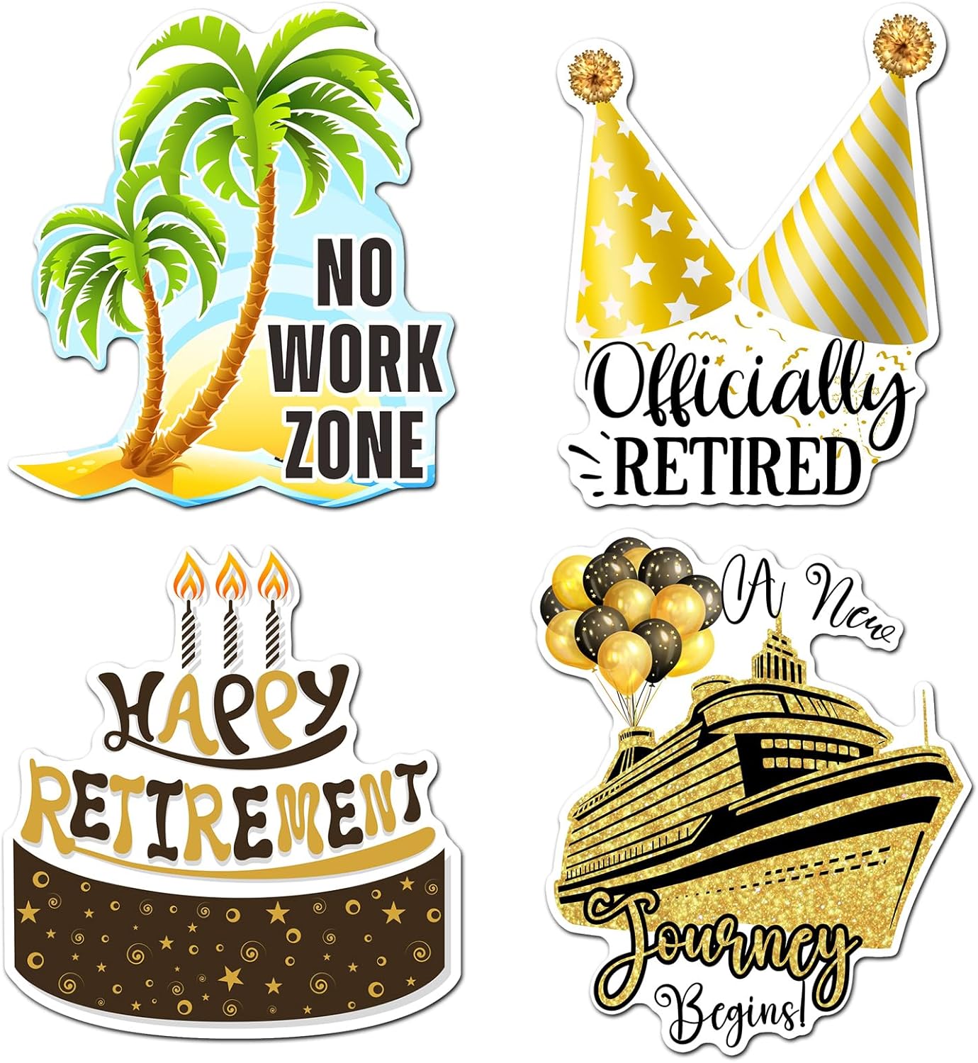 Hoteam 4 Pcs Happy Retirement Cruise Door Magnets