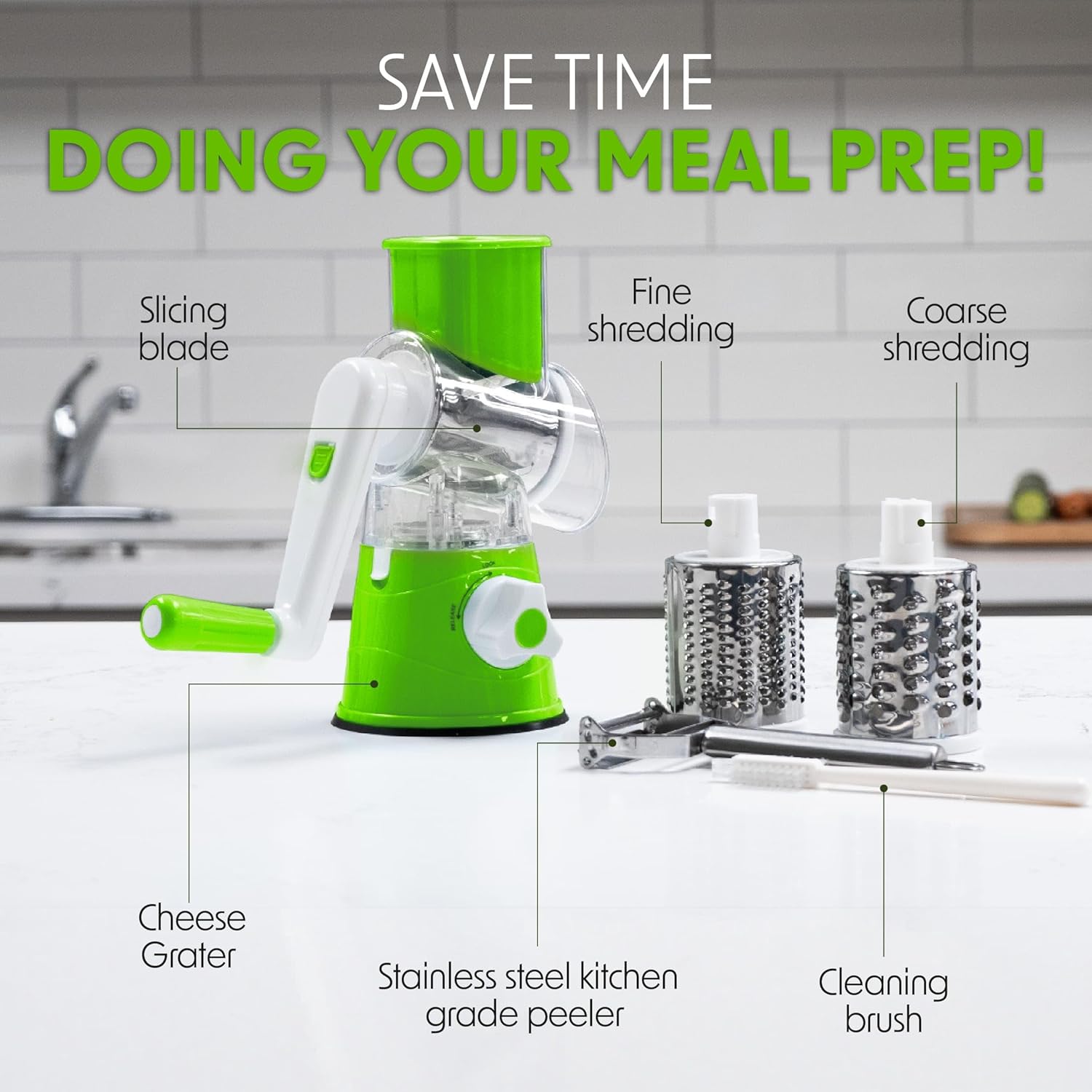 WOODYBITES Cheese Grater Rotary - Multi Function Kitchen Tool