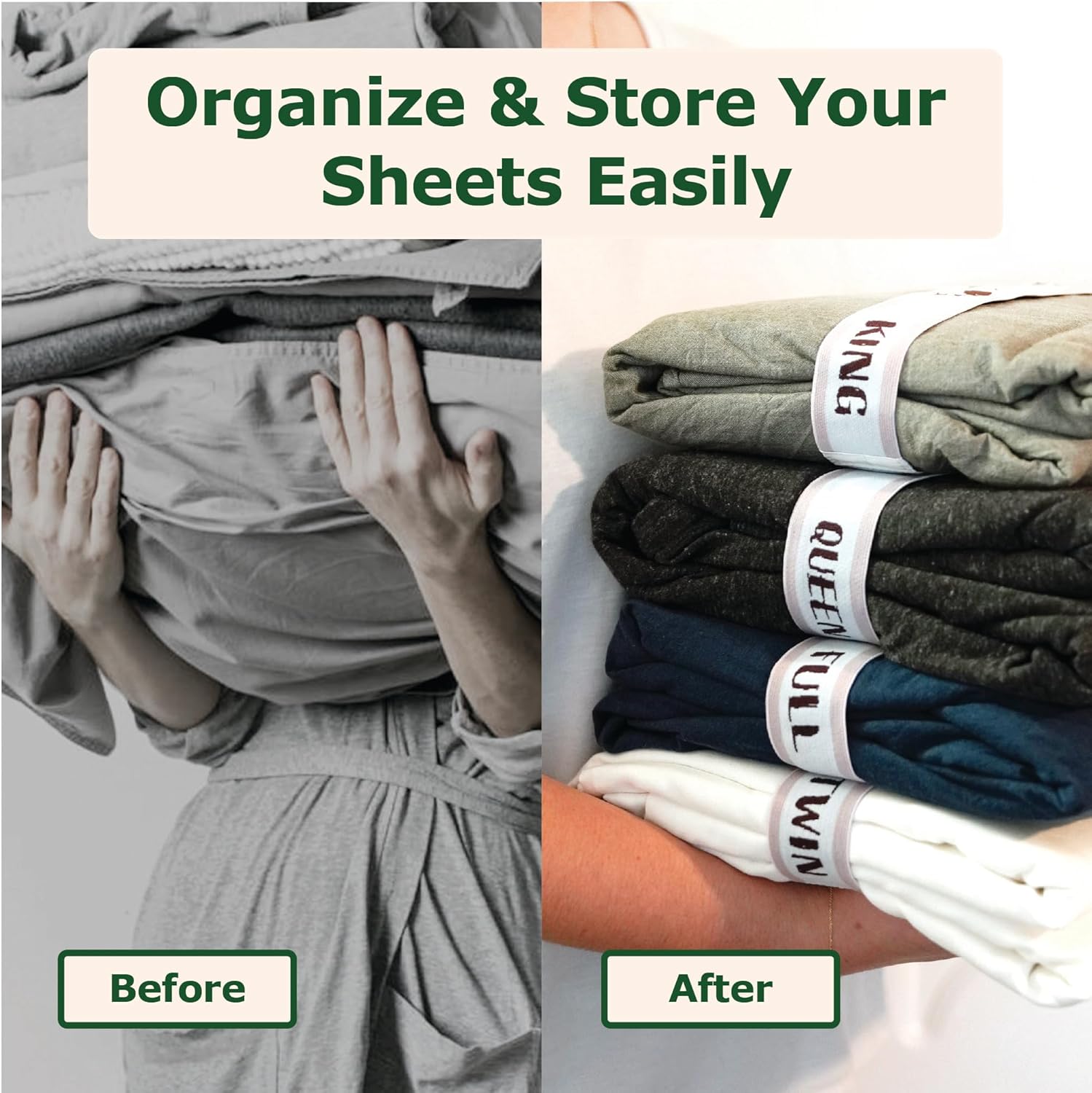 ECOHomes Bed Sheet Organizer Bands 4PCS Cream