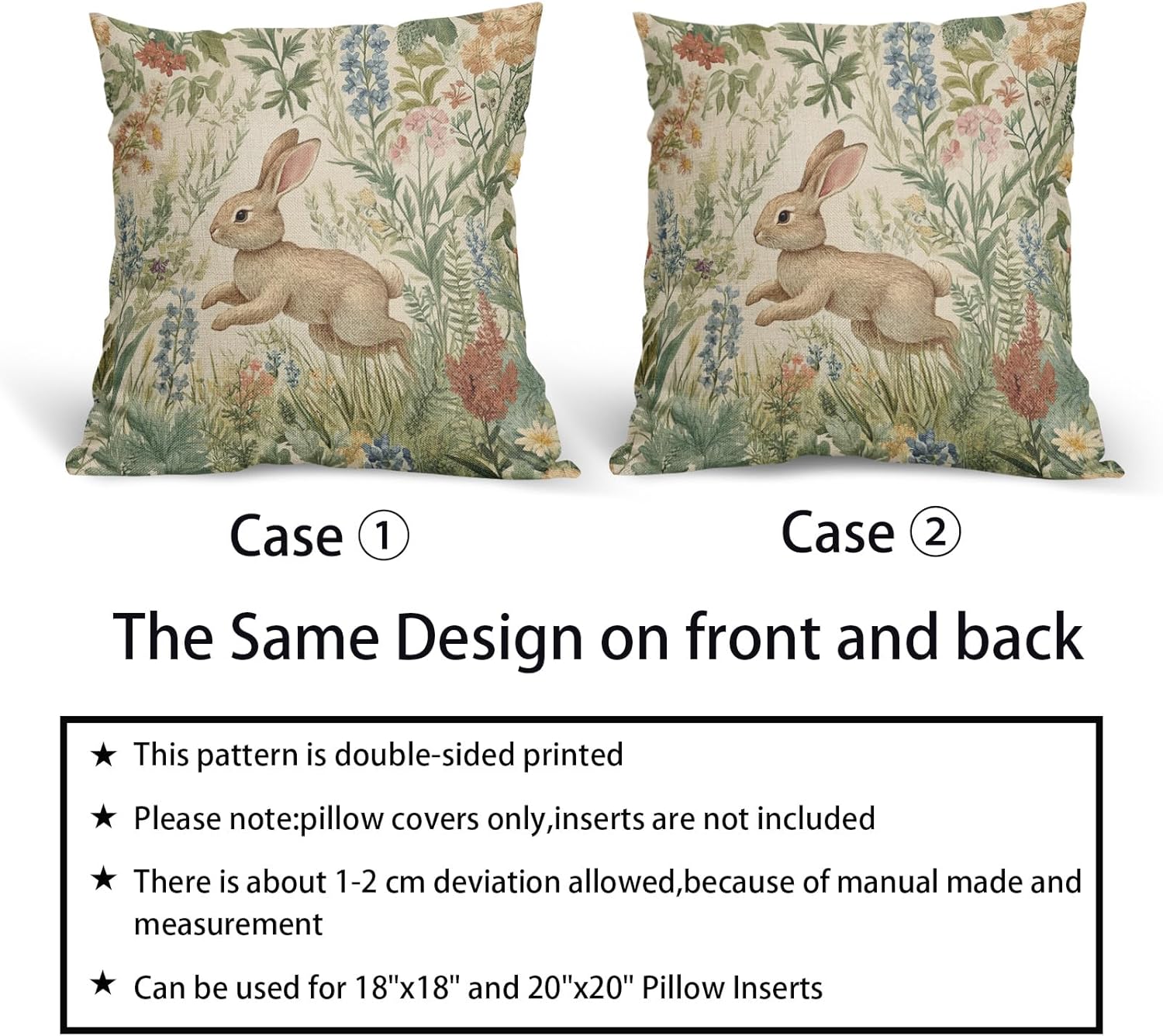 Spring Floral Pillow Covers Set of 2 16x16 Inch