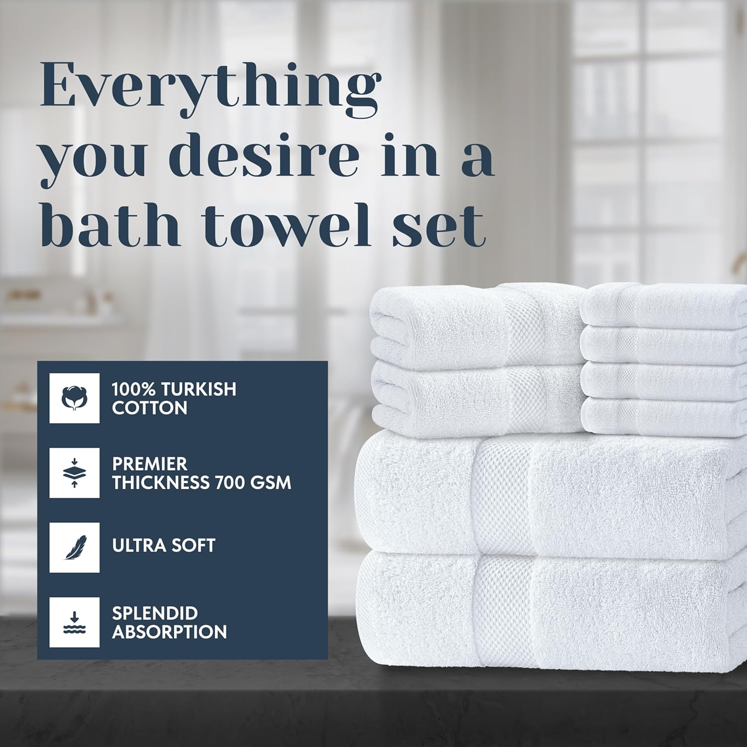 White Classic Luxury White Towel Set of 8