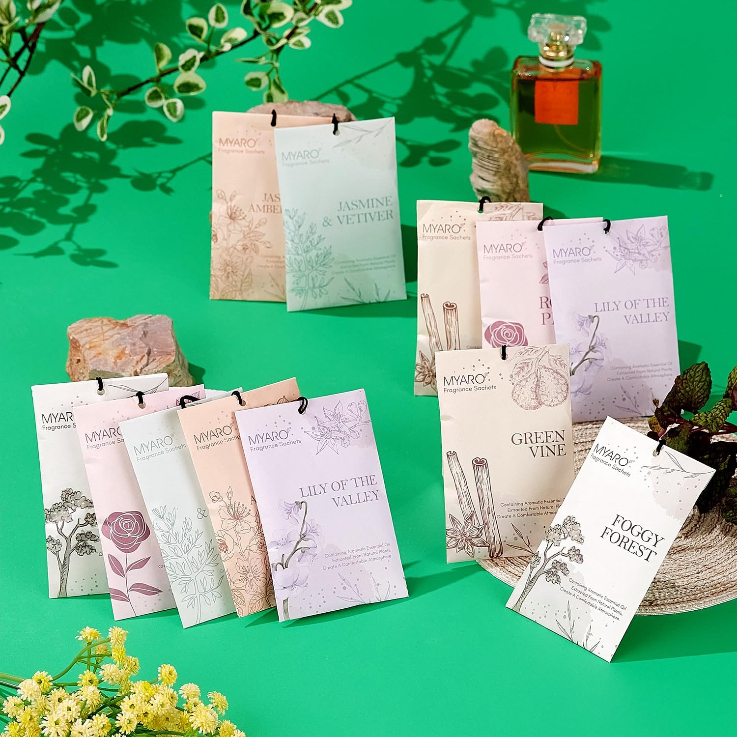 MYARO 12PCS Scented Sachets for Closet Drawer Freshness