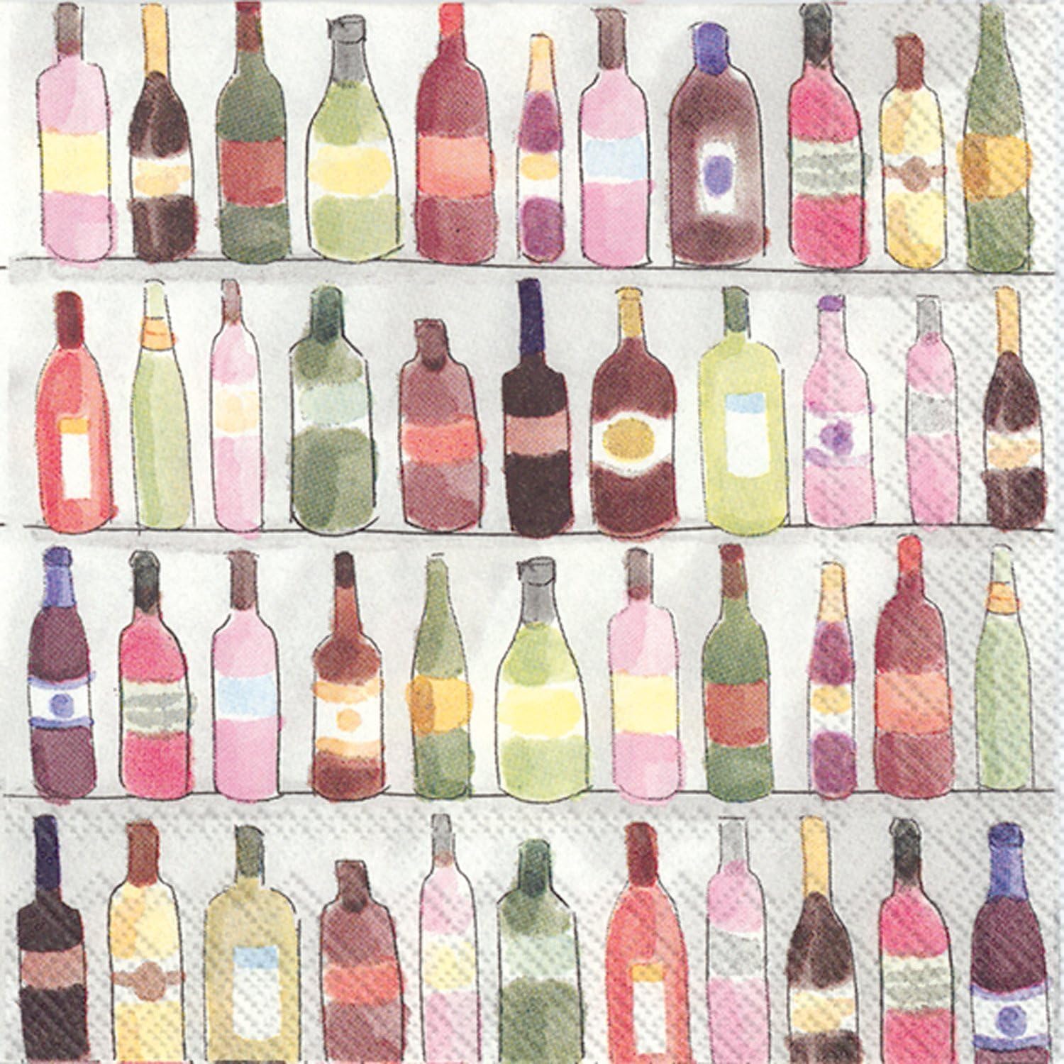 IHR Ideal Home 3-Ply Cocktail Napkins 5x5 20-Count Wine Shelves Pack