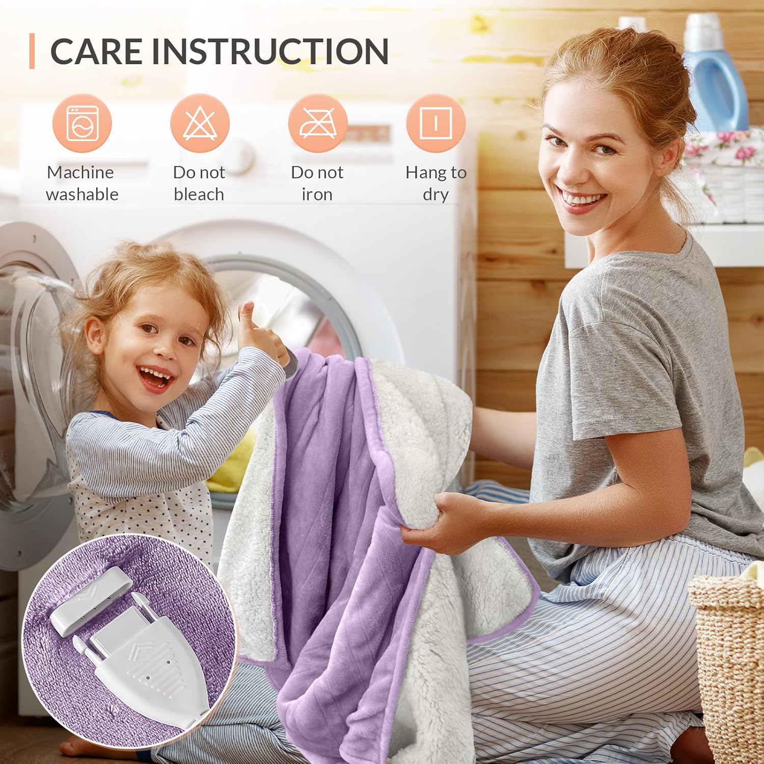 HOMLYNS LuxeHeat Heated Blanket with 5 Heat Settings