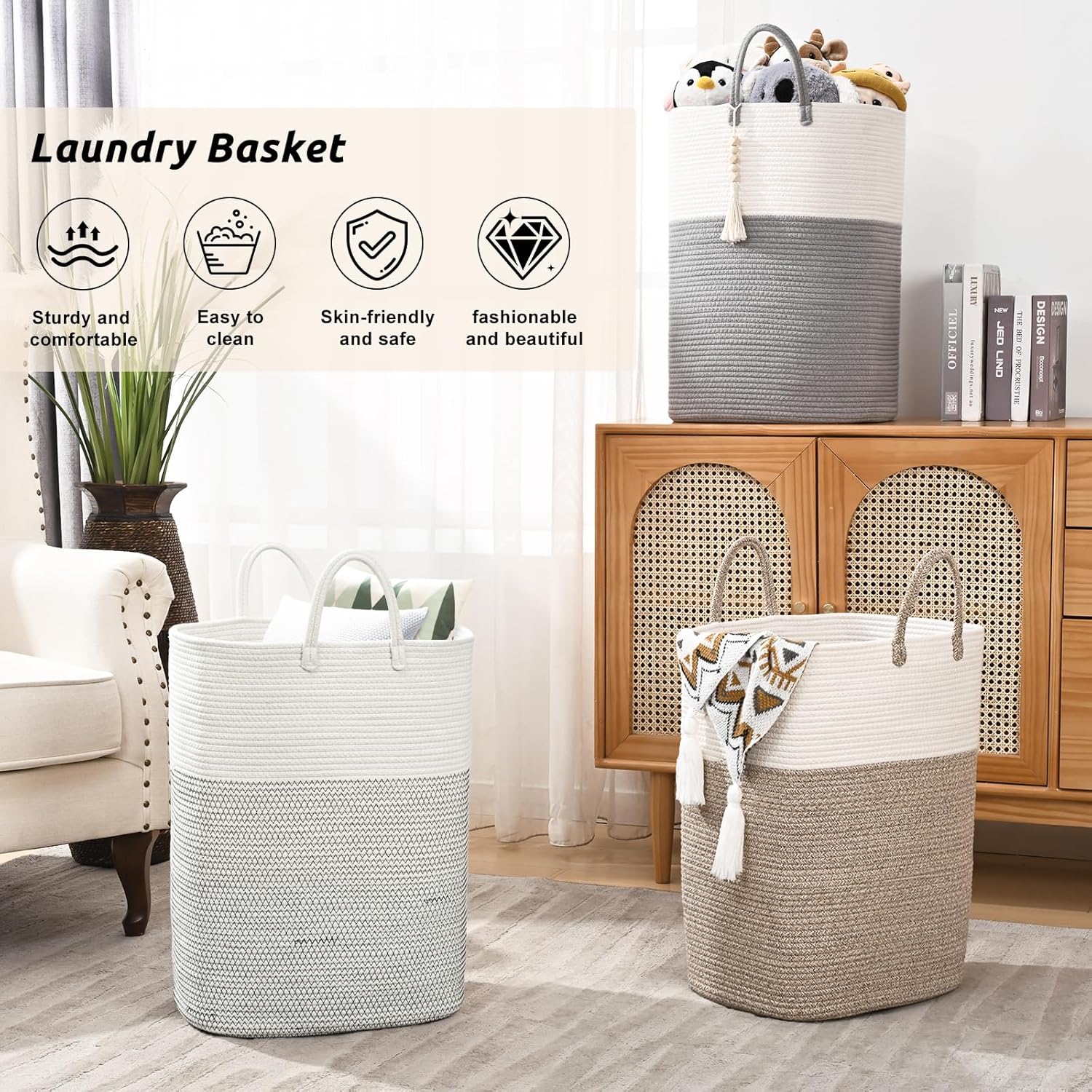 Wenmer Woven Laundry Basket with Beads Tassel