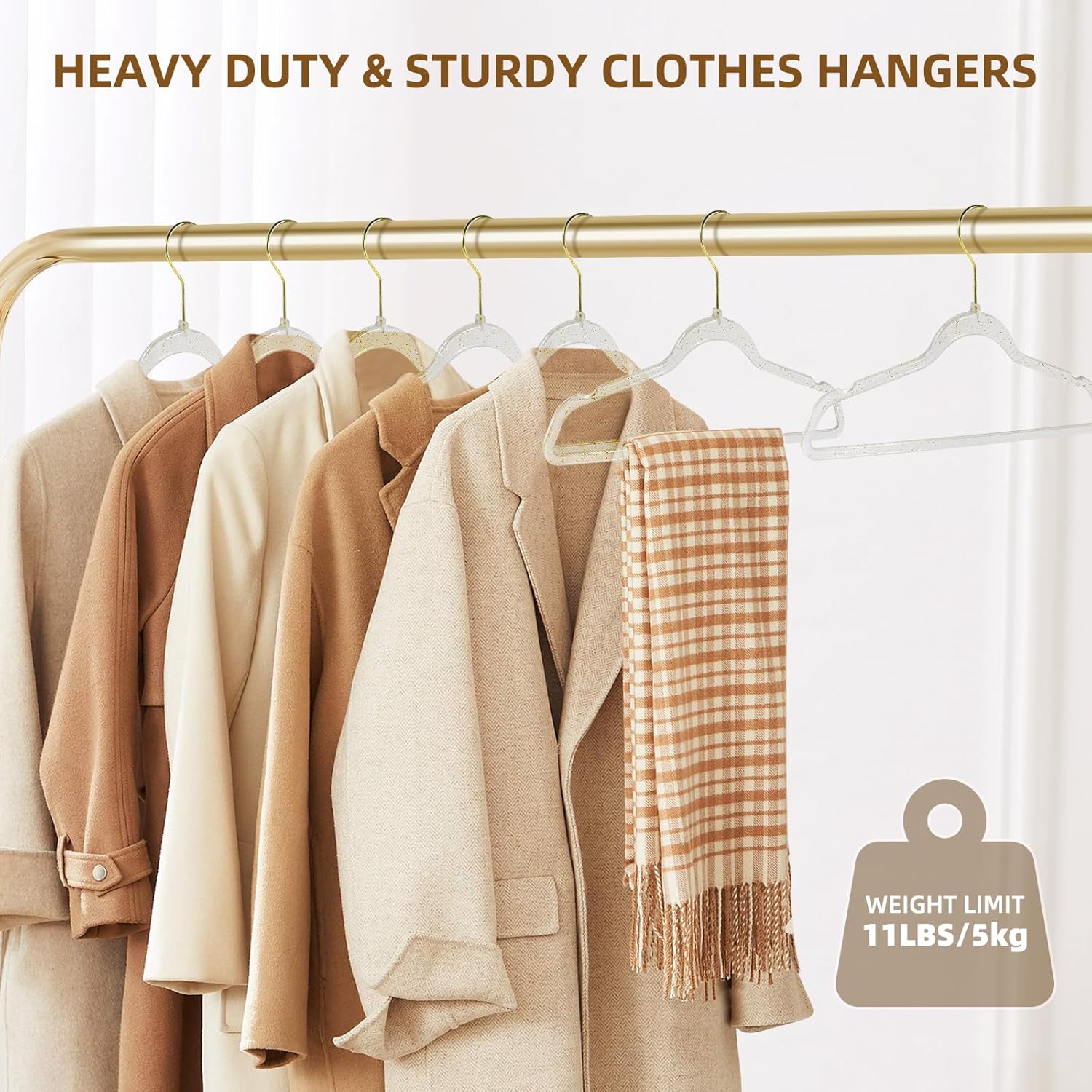Clear Plastic Hangers 20 Pack Gold Glitter