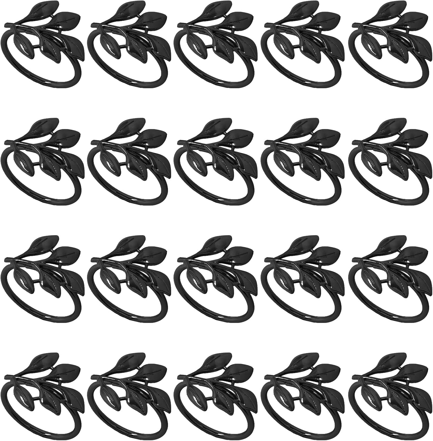 Uenhoy Leaf Napkin Rings Set of 20 Black Napkin Holders
