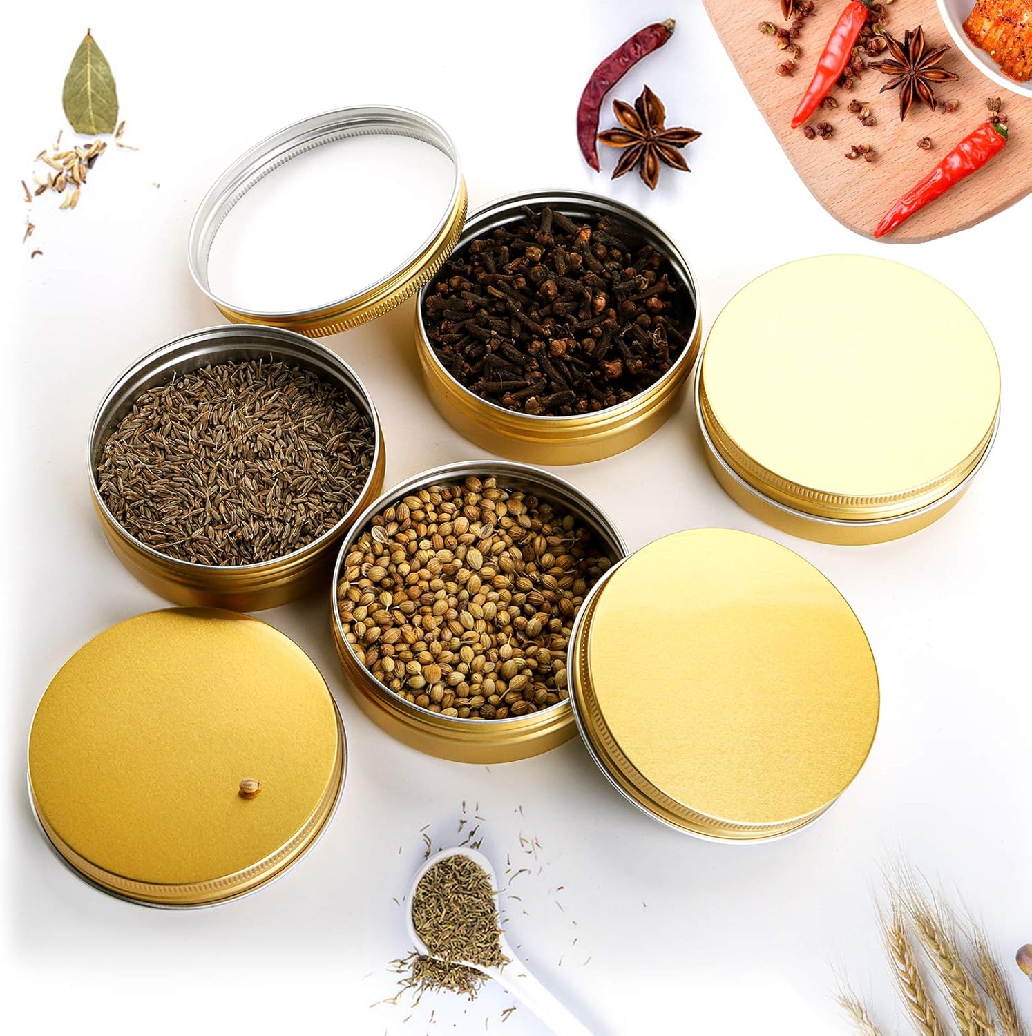 Foraineam 24-Piece 4 Oz Golden Aluminum Storage Tins