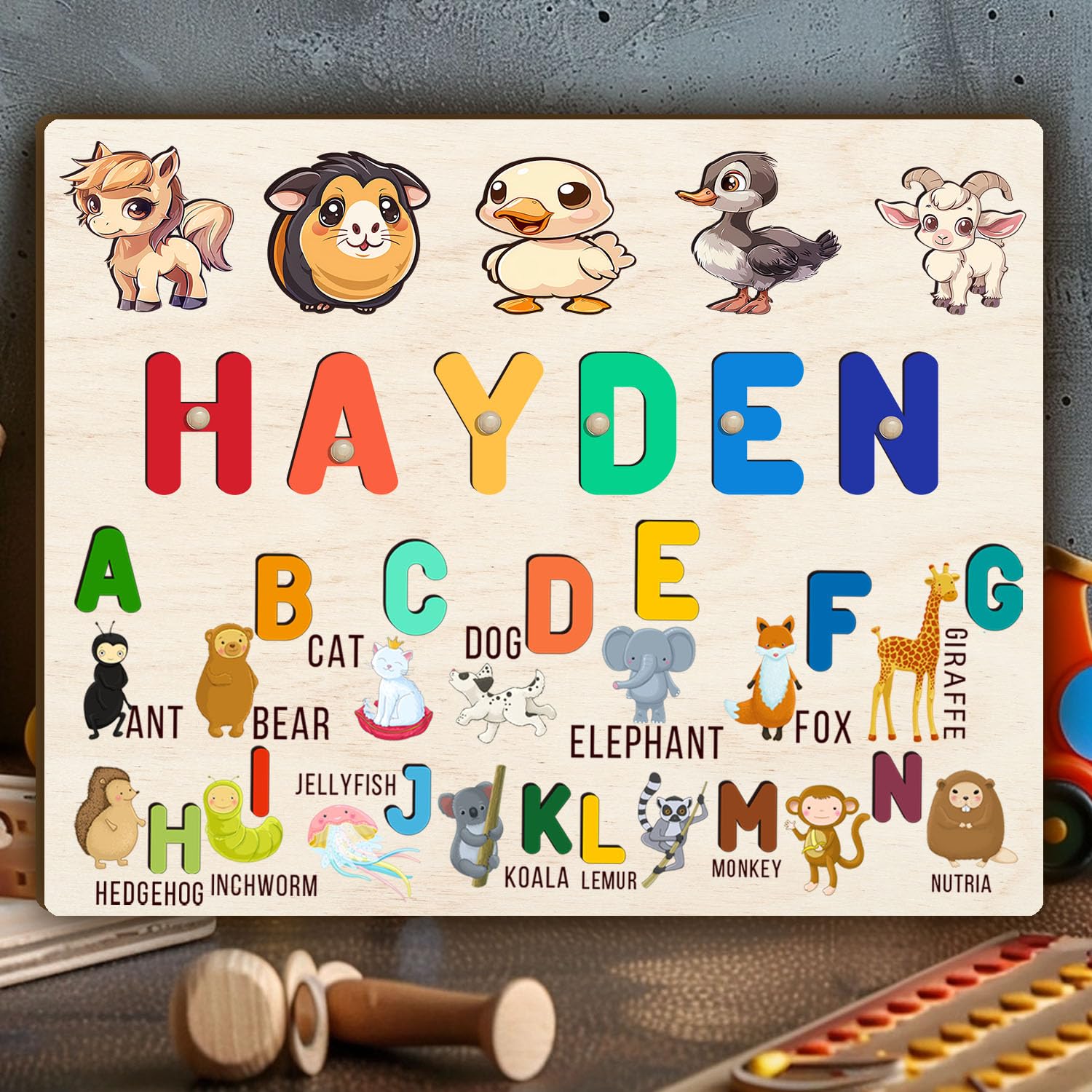 Personalized Wooden Name Puzzle For Kids 1-3