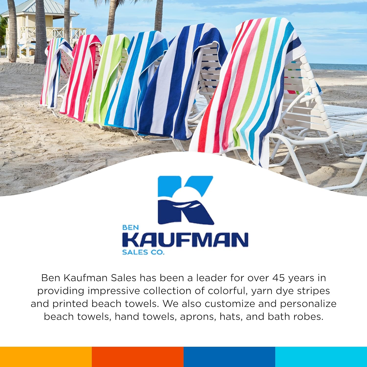 Ben Kaufman Cabana Stripe Beach Pool Towel 6 Pack