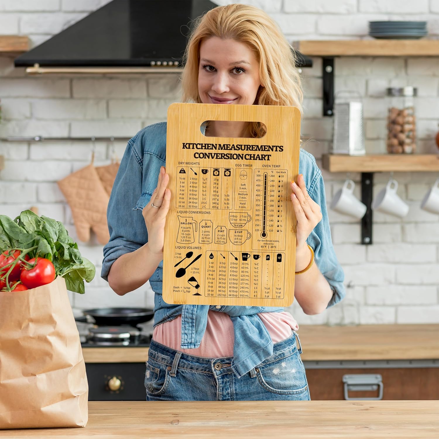 Indirewash Bamboo Cutting Board with Conversion Chart