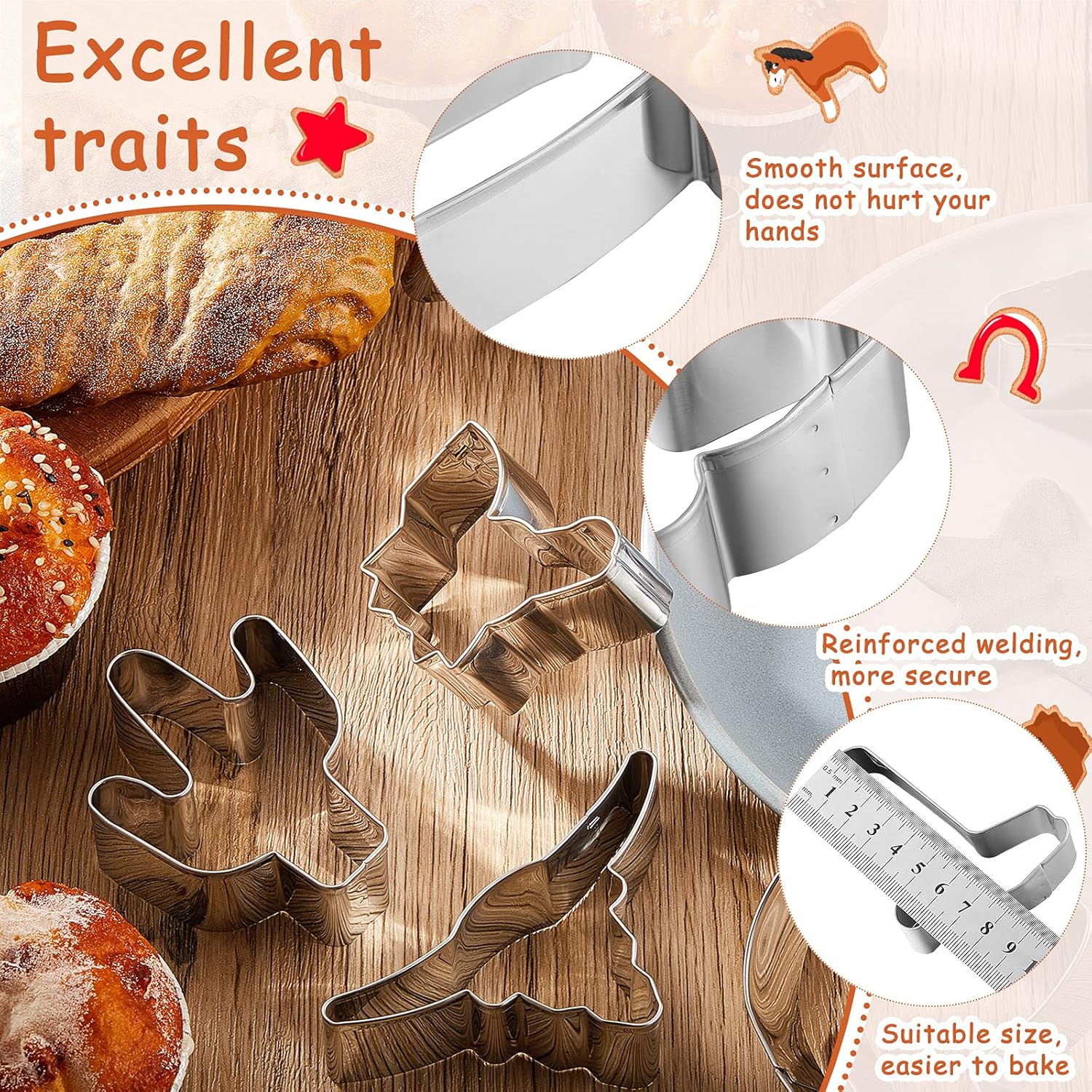 Patelai 9 Piece Cowboy Cookie Cutter Set Stainless Steel