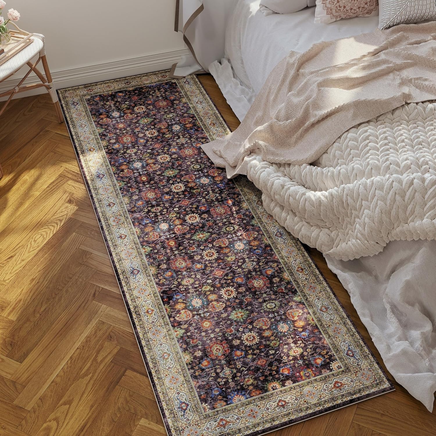 Dark Espresso Runner Rug for Hallway Kitchen Non Slip 26x8