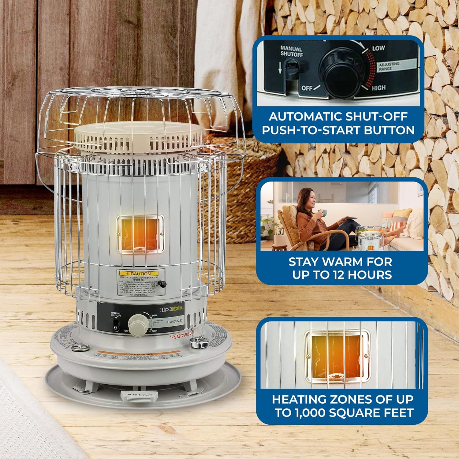 KeroHeat Sengoku Kerosene Heater 23500 BTU Portable Black