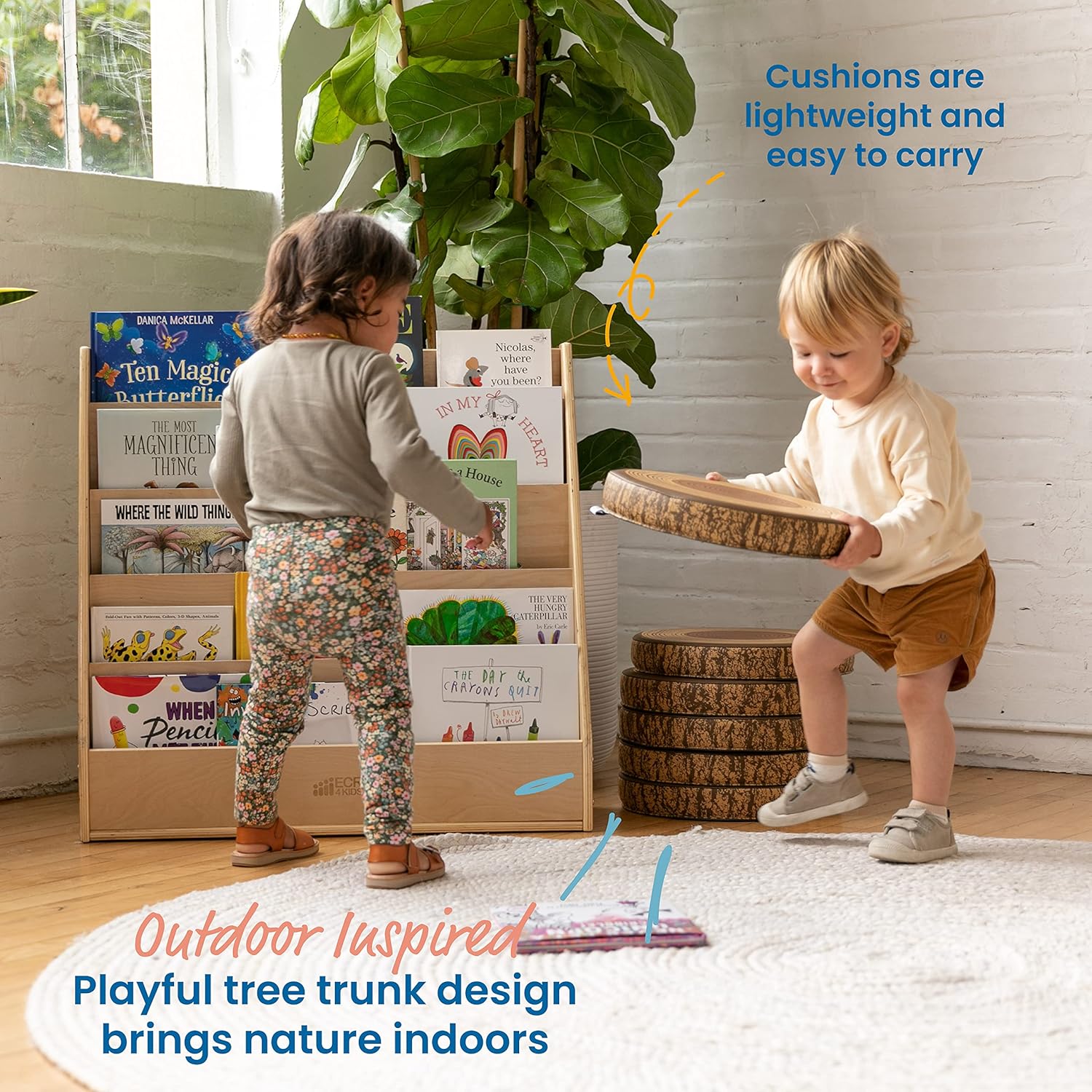 ECR4Kids Tree Floor Cushions 6-Pack Chocolate