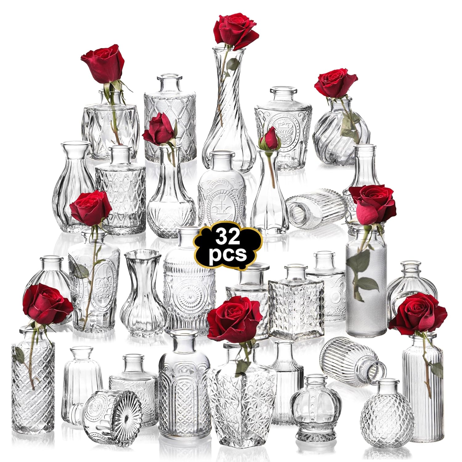 Mavora Max Clear Bud Vases 32-Pack Set