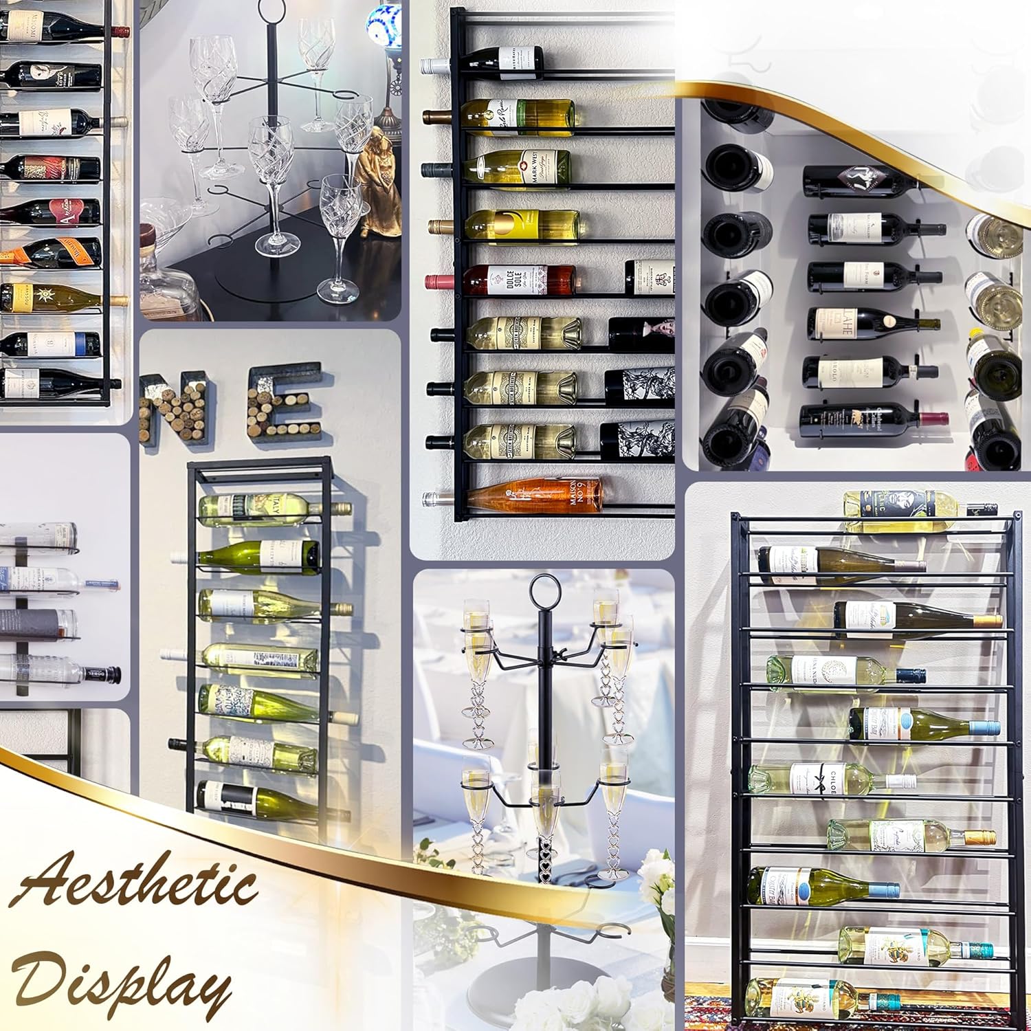 FLstudio Wall Mounted Wine Rack 8 Bottles Organizer