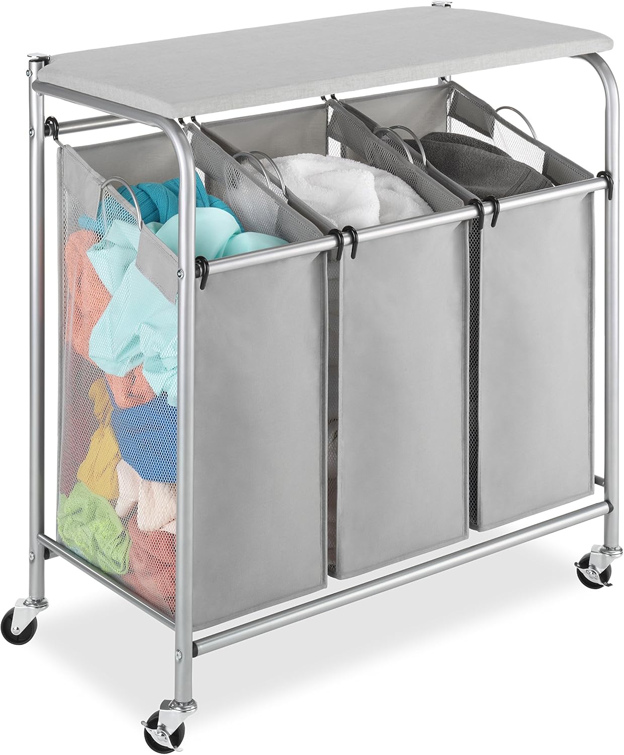 Whitmor 3 Section Laundry Sorter with Folding Station