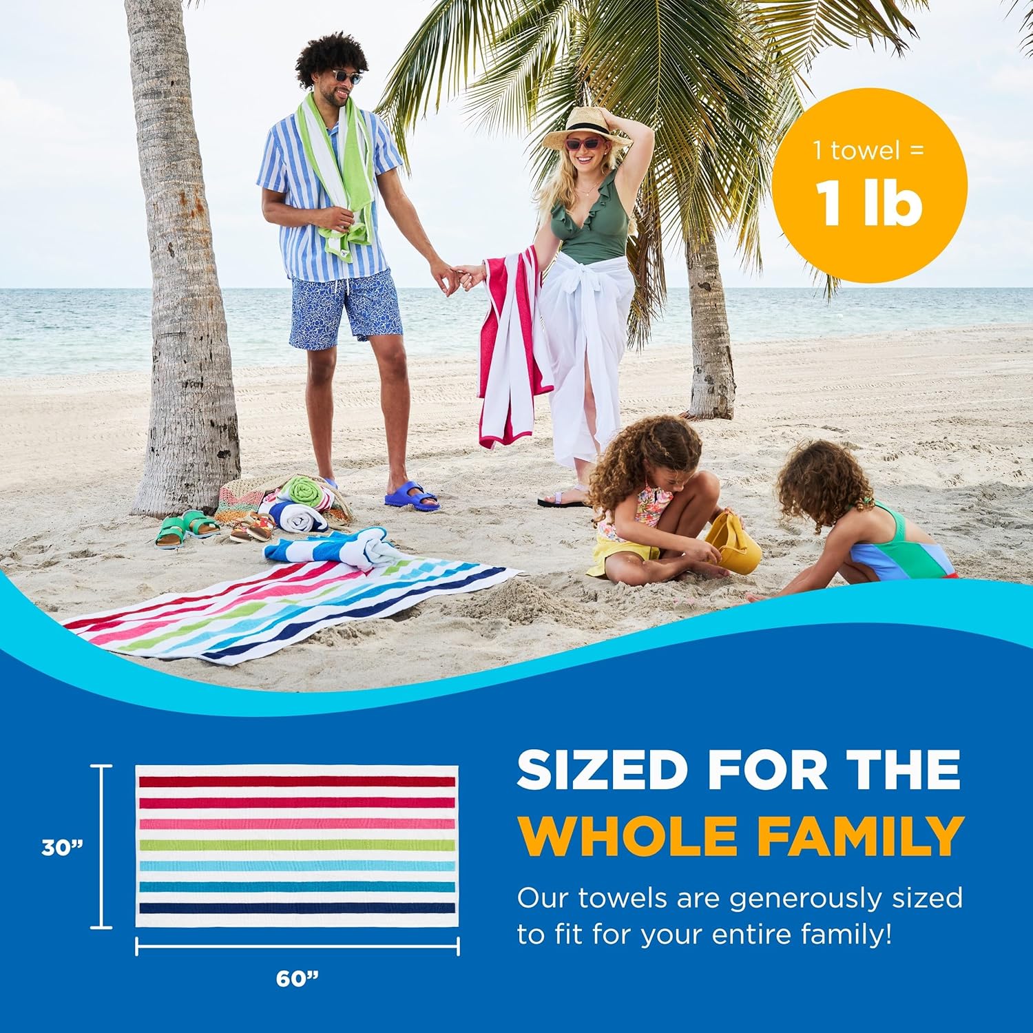 Ben Kaufman Cabana Stripe Beach Pool Towel 6 Pack
