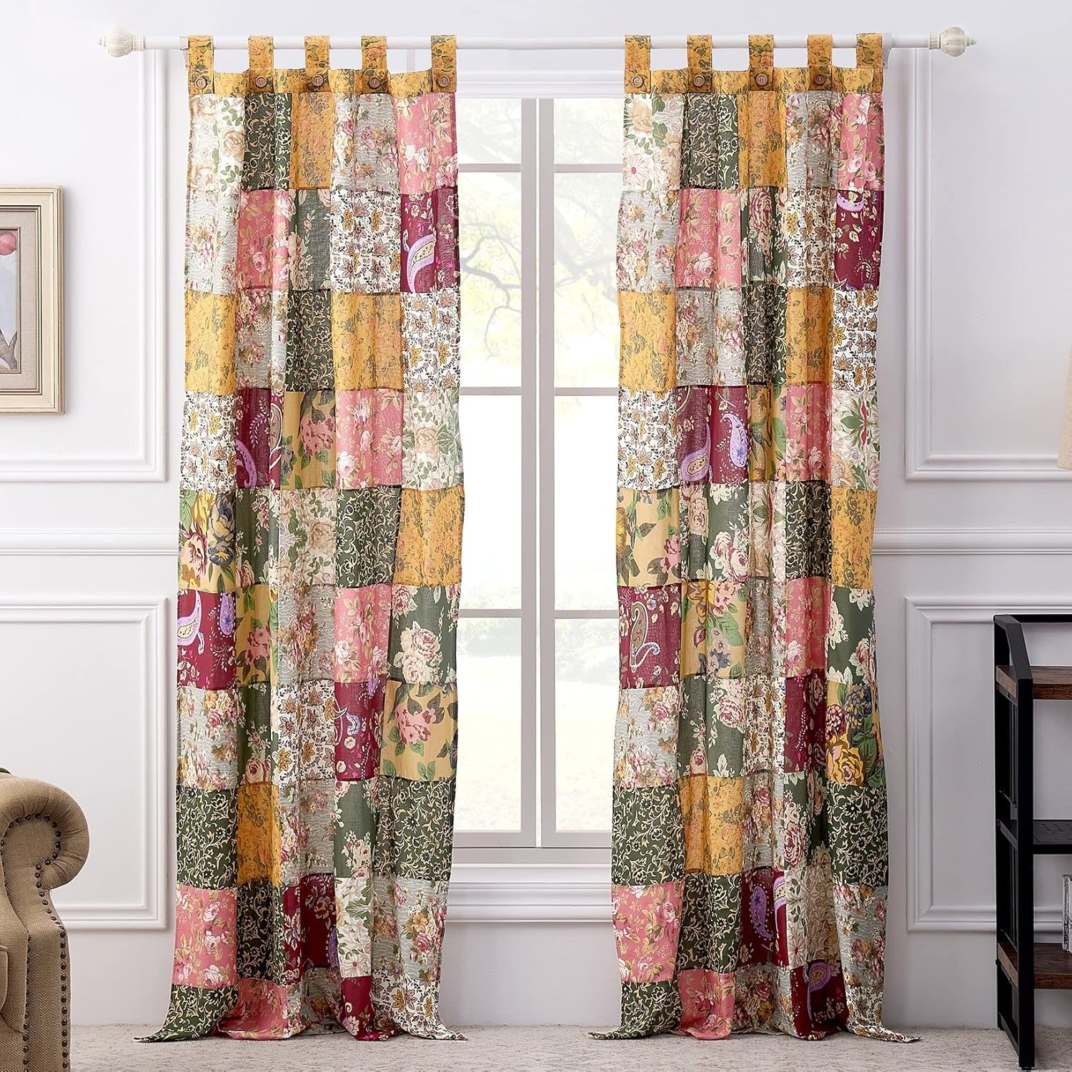 Greenland Home Patchwork Curtain Panel Set 84x84 Inches