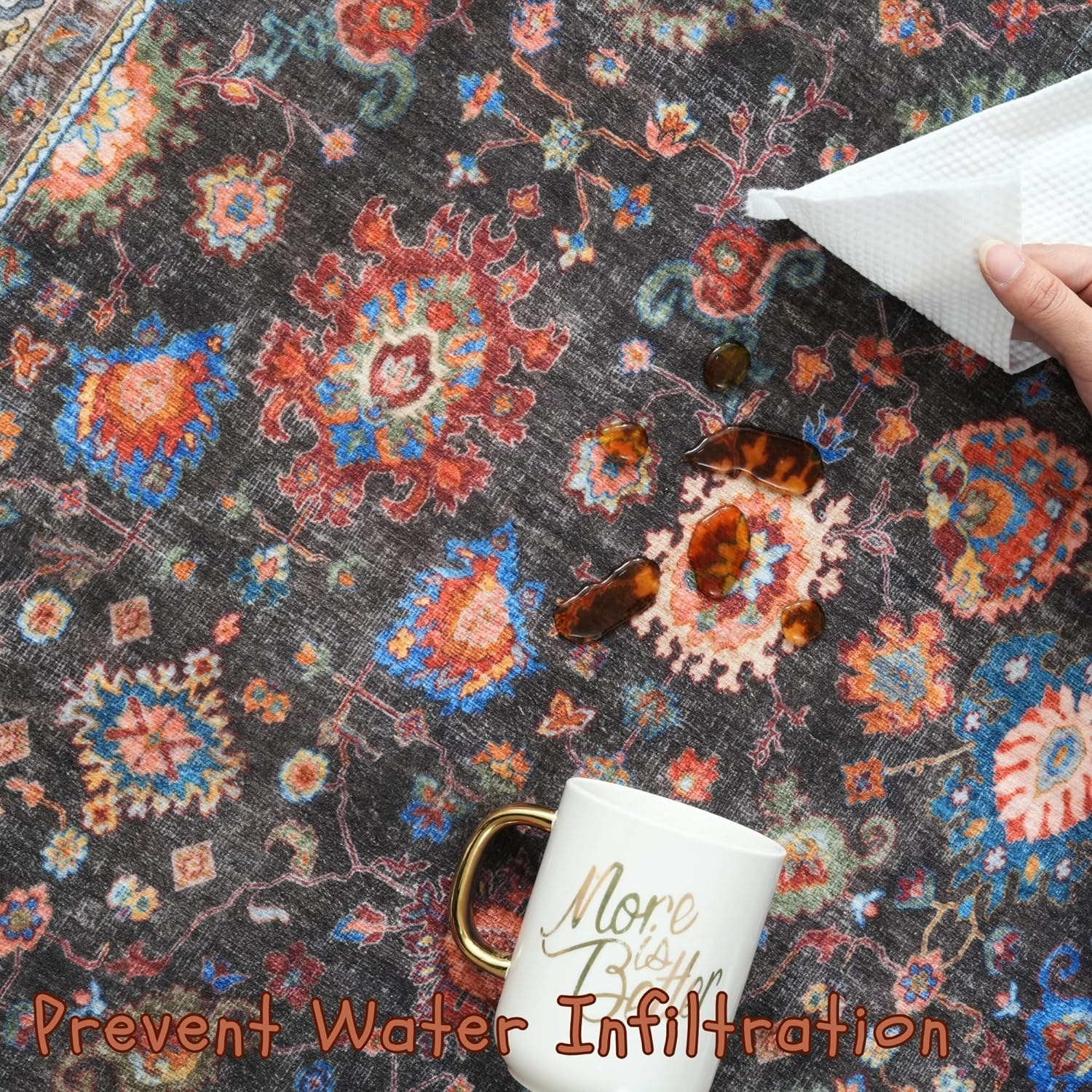 Dark Espresso Runner Rug for Hallway Kitchen Non Slip 26x8