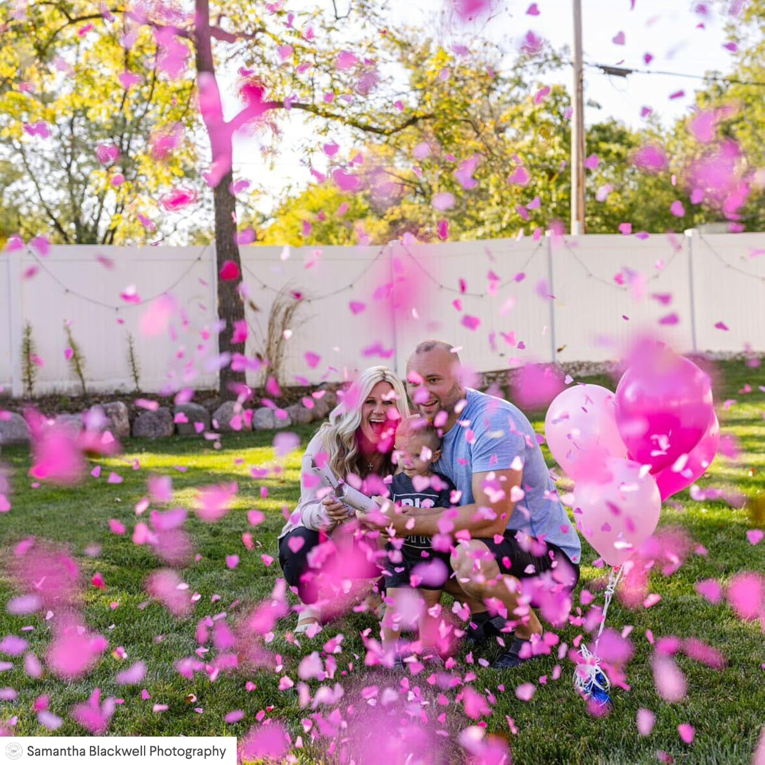 PrimePure Pink Heart Confetti Cannon - 4 Pack Biodegradable Gender Reveal Party Poppers