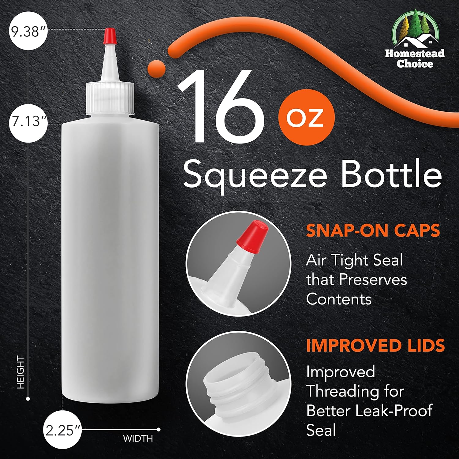 Homestead Choice 7 Pack BPA Free Condiment Squeeze Bottles