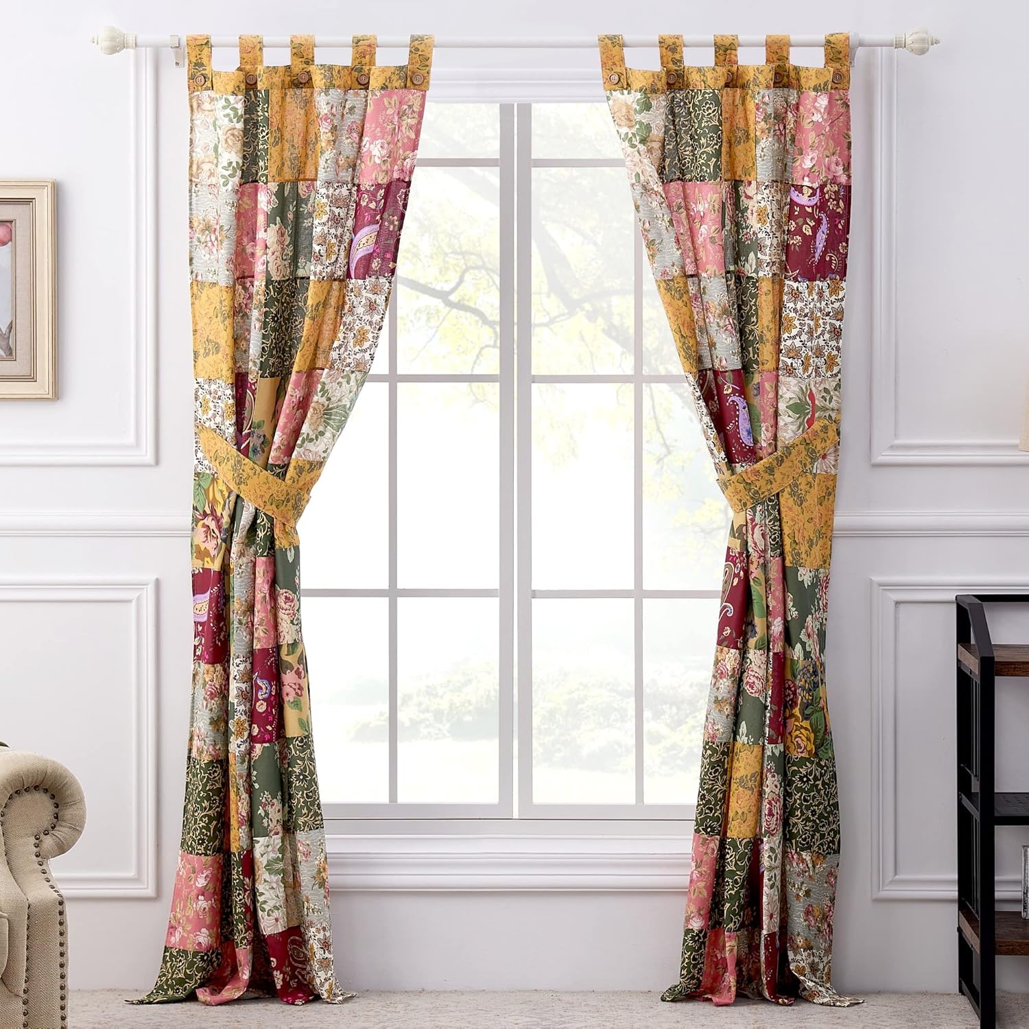 Greenland Home Patchwork Curtain Panel Set 84x84 Inches