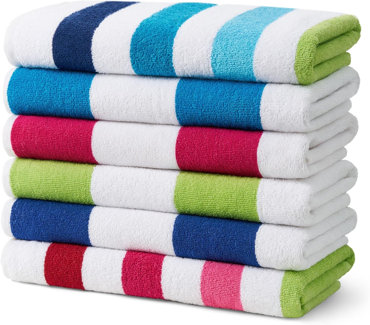 Ben Kaufman Cabana Stripe Beach Pool Towel 6 Pack