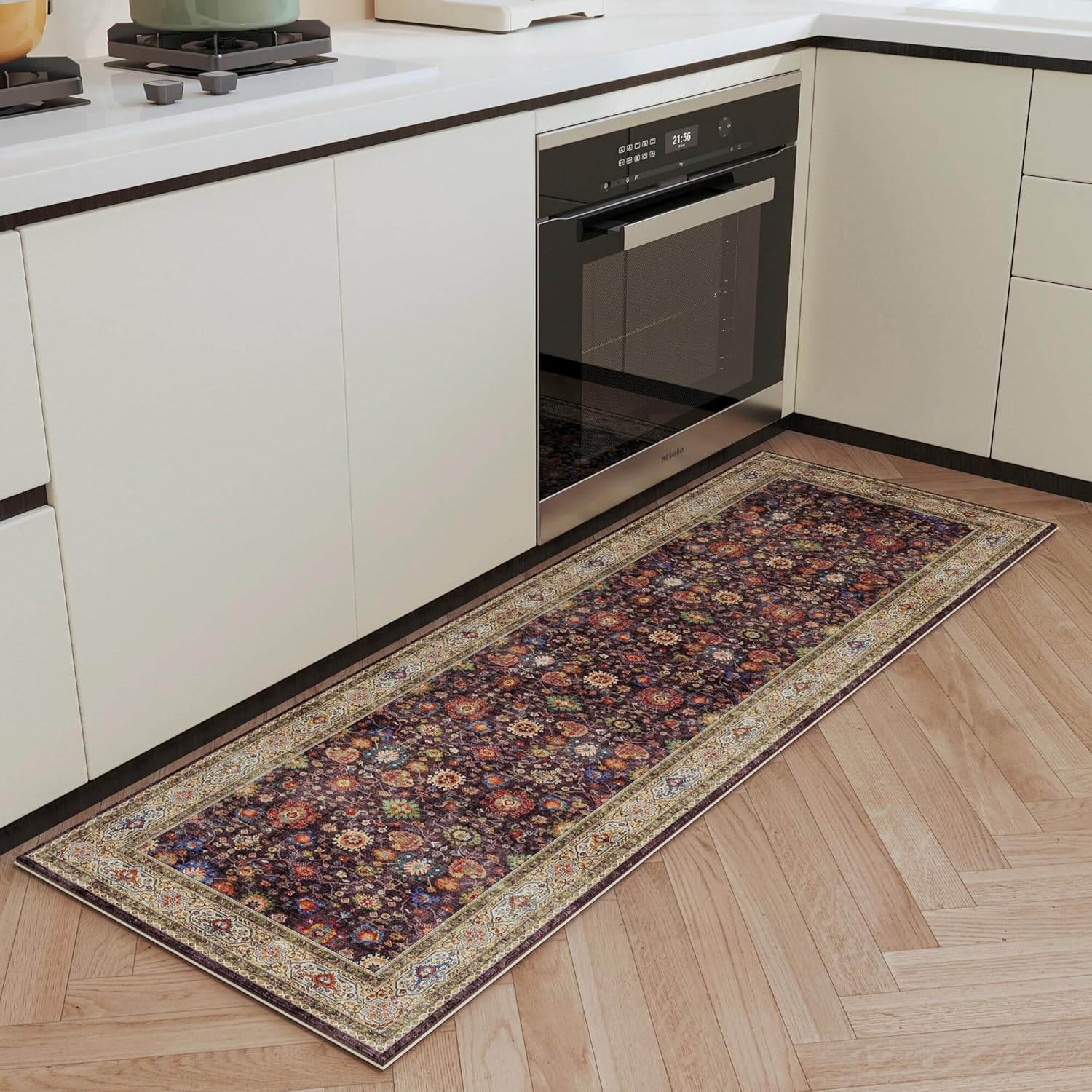 Dark Espresso Runner Rug for Hallway Kitchen Non Slip 26x8