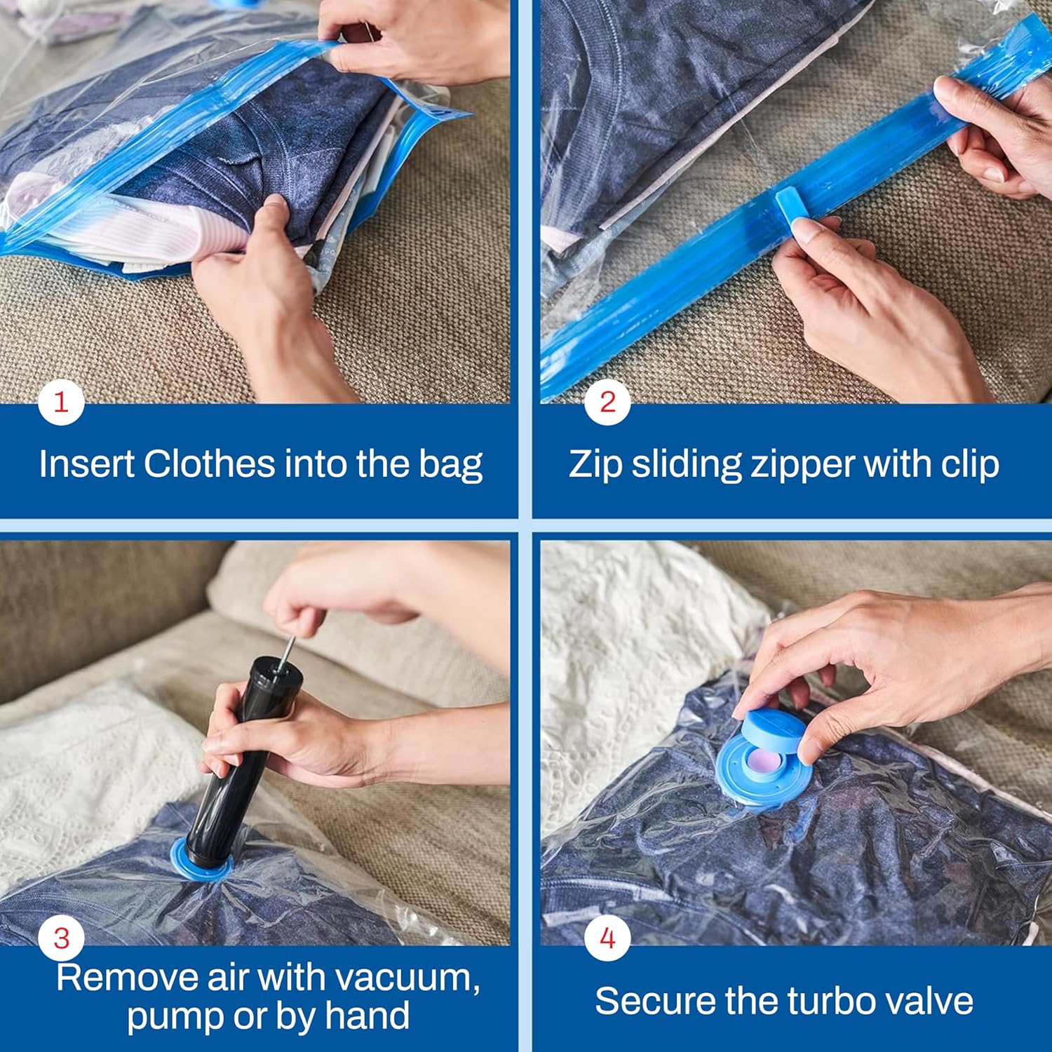 10 Pack Vacuum Storage Bags for Comforters Blankets Clothes