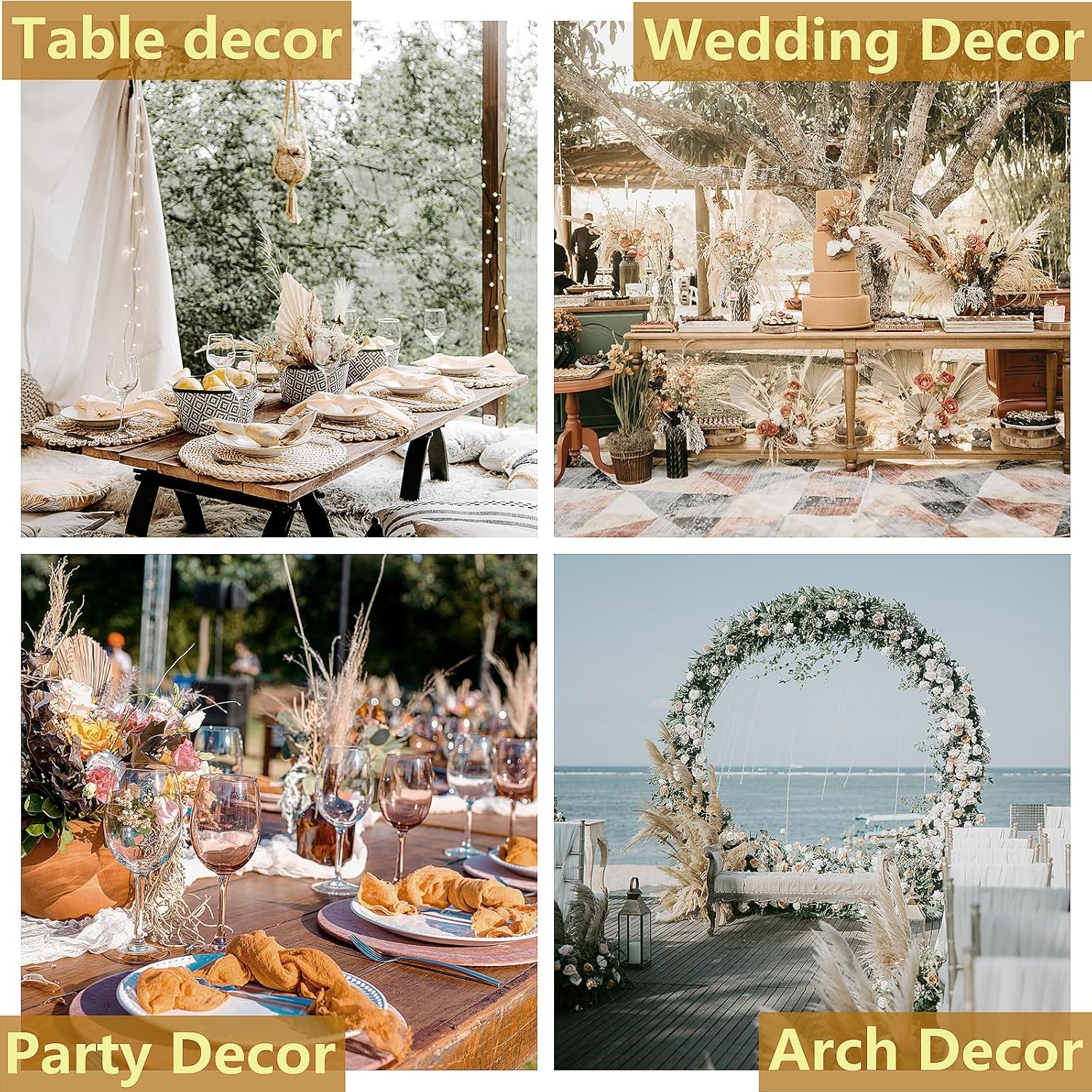 ANPROOR Dried Pampas Grass Decor 120 PCS Set
