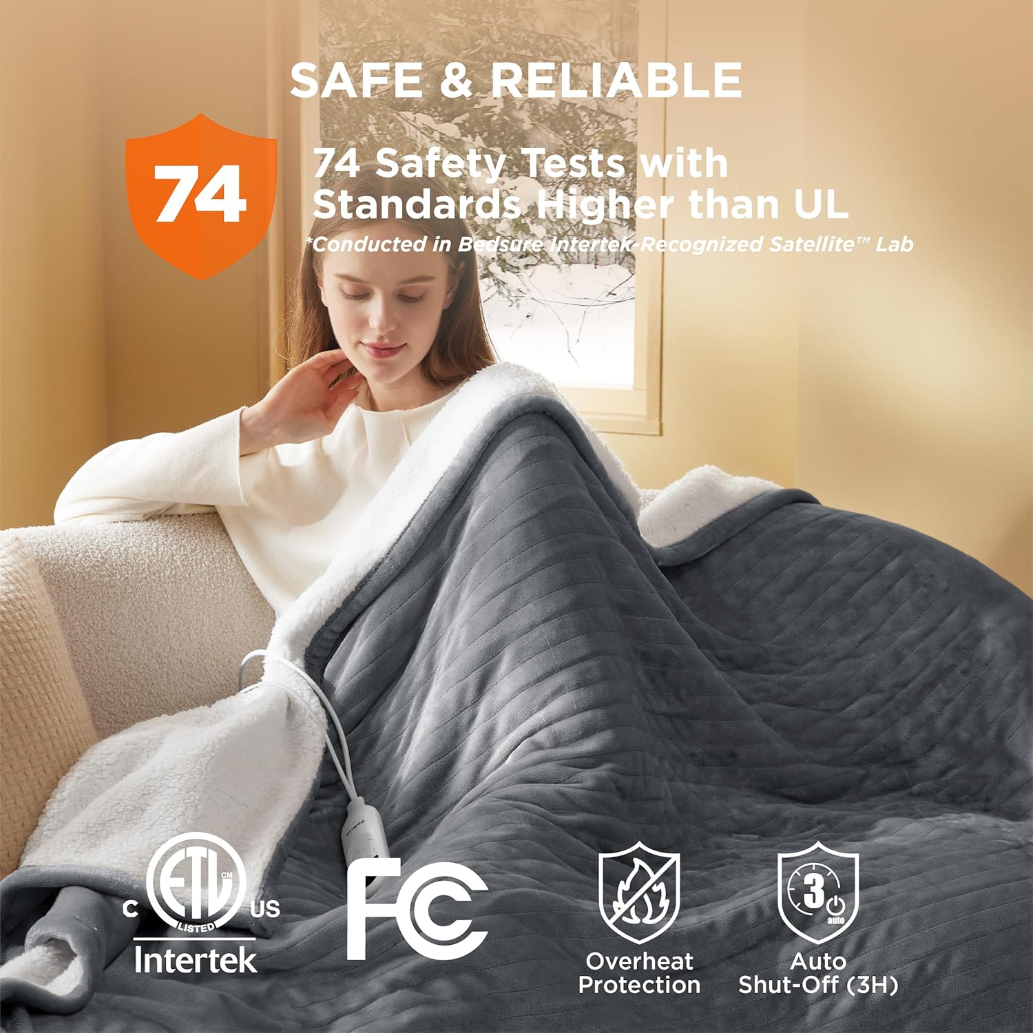 Bedsure Heated Throw Blanket with 6 Heating Levels