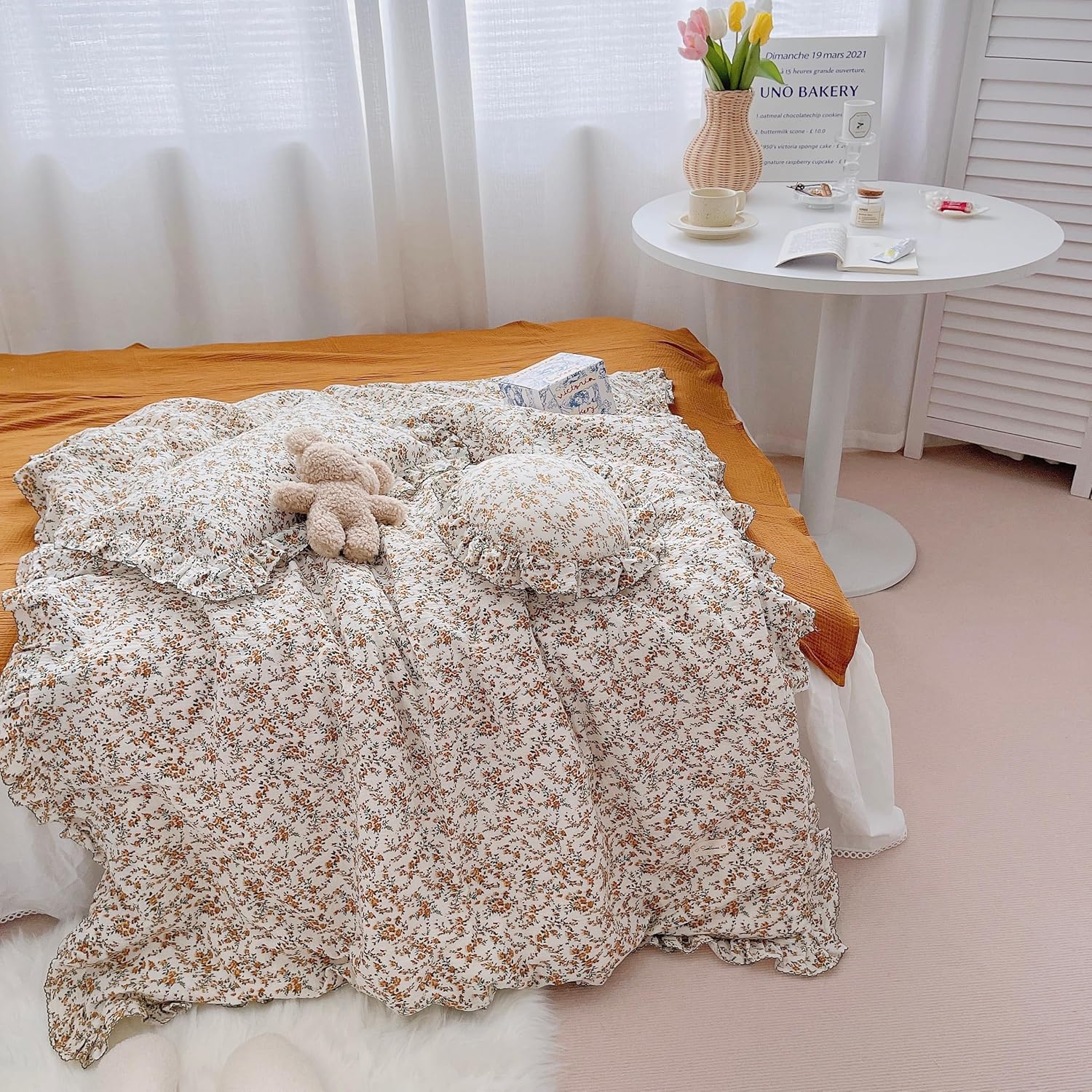 AOJIM Baby Muslin Duvet Cover with Floral Print 47X59
