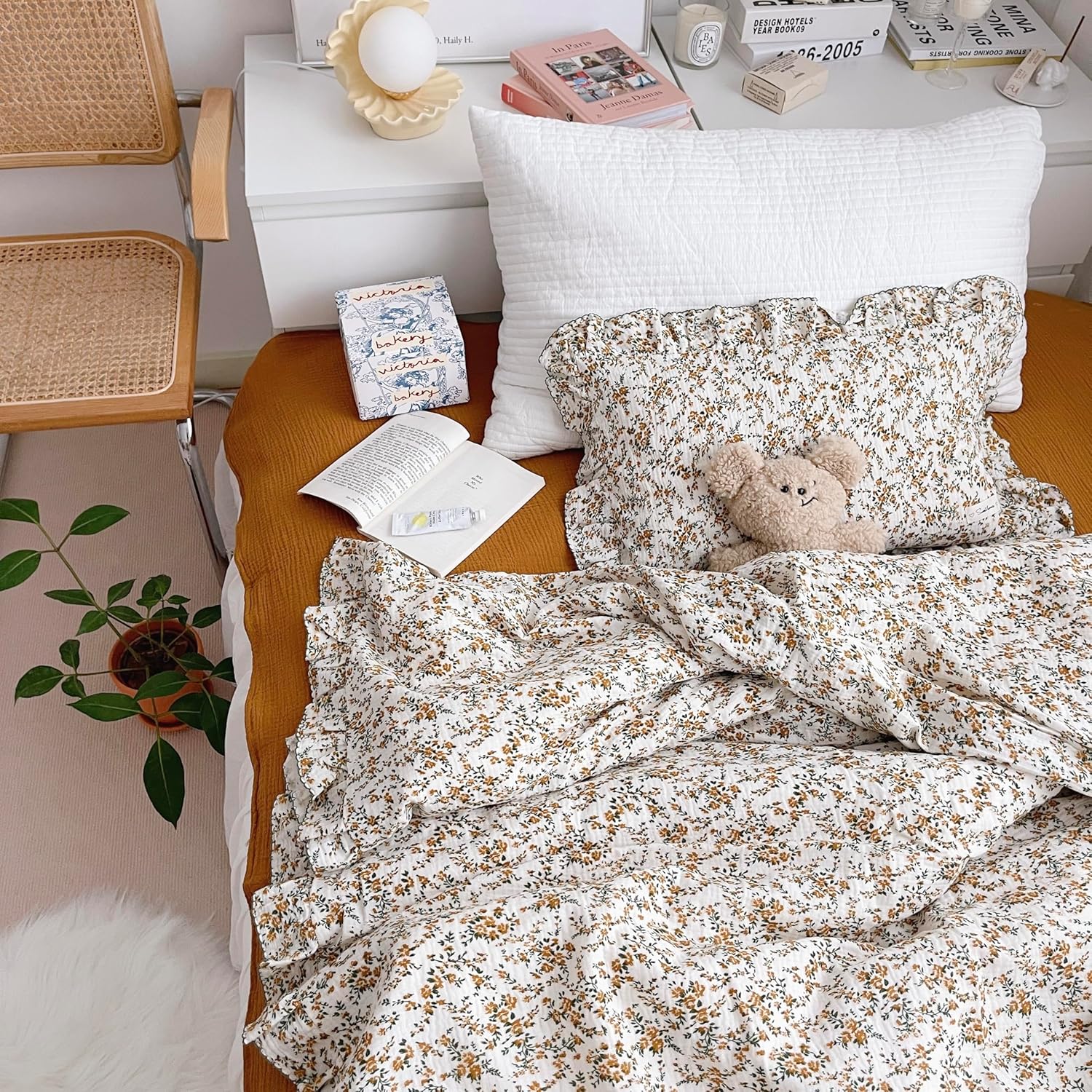 AOJIM Baby Muslin Duvet Cover with Floral Print 47X59