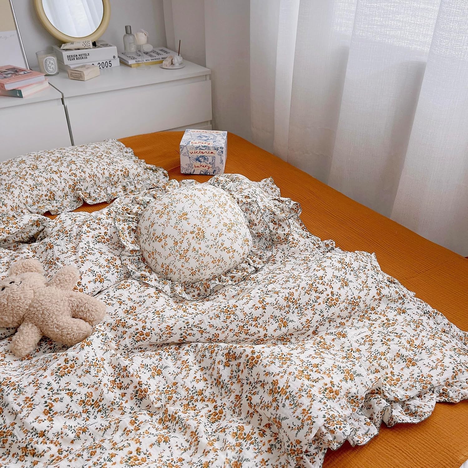 AOJIM Baby Muslin Duvet Cover with Floral Print 47X59