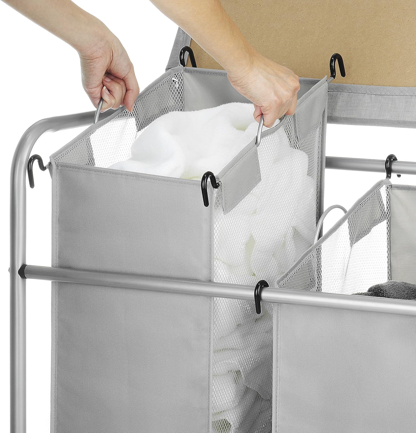 Whitmor 3 Section Laundry Sorter with Folding Station